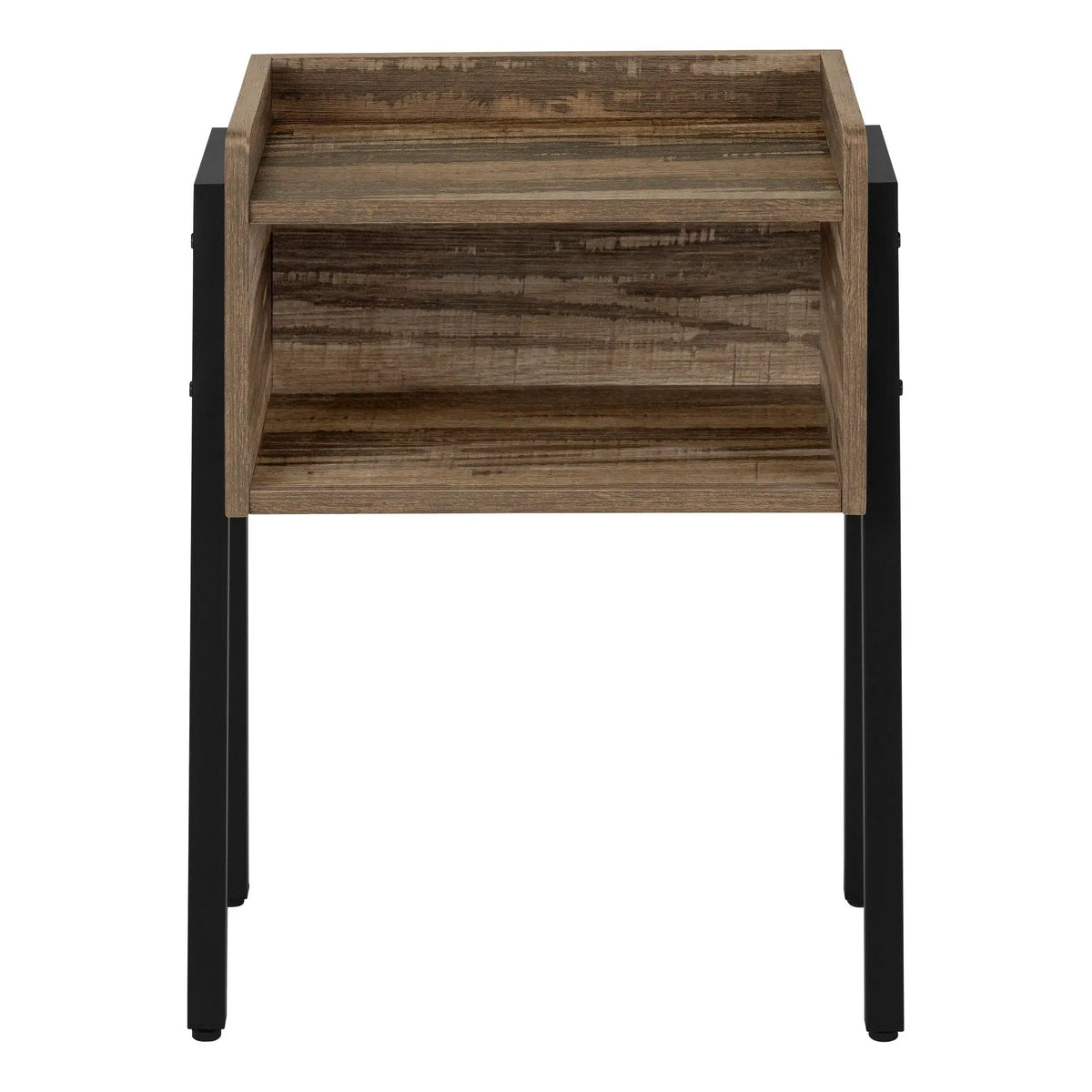 2-Tier Accent Side Table | Rectangular Top | Storage Cubby | Contemporary Design