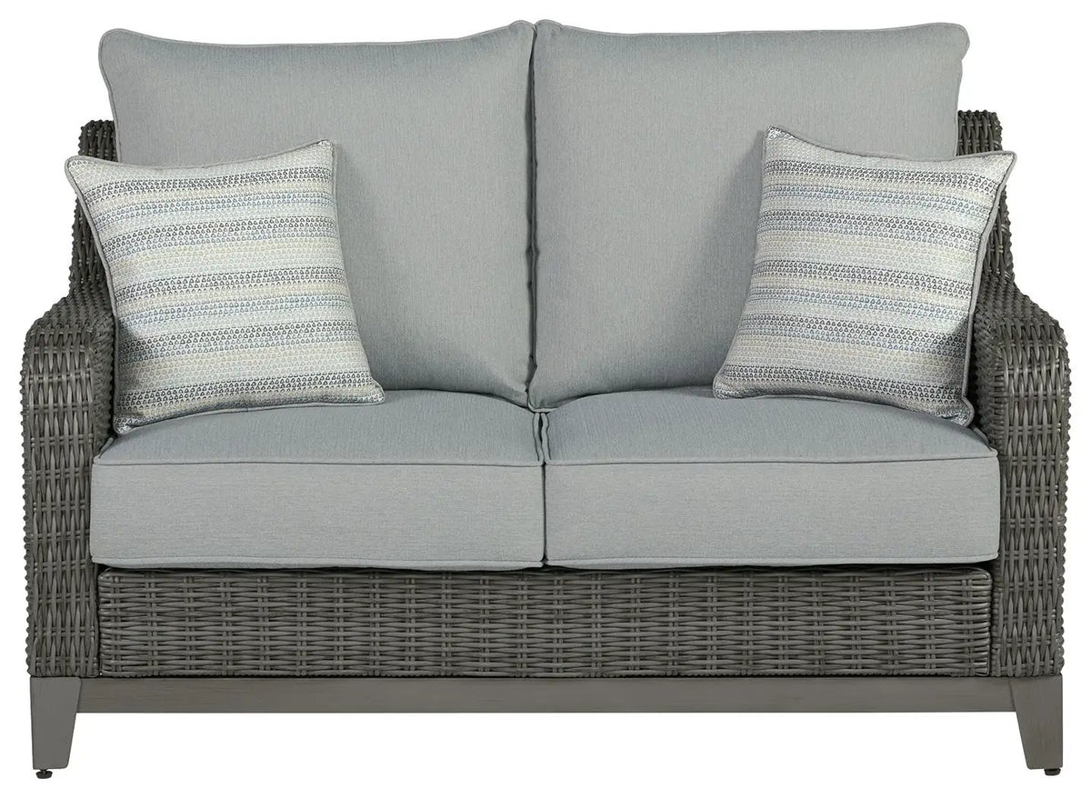 Elite Park Outdoor Loveseat | Gray | Cushion Included | 47.5 Inch Seat Width
