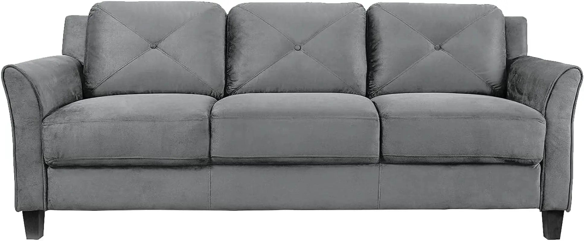 Harrington Grey Sofa Button Tufted Rolled Arm With Plush Cushions from PriceLows™