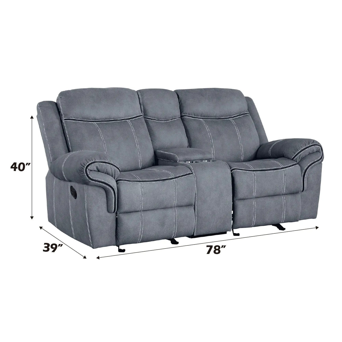 Zubaida Recliner Loveseat | Two-Tone Upholstery | USB Port Console | Glider Motion Reclining