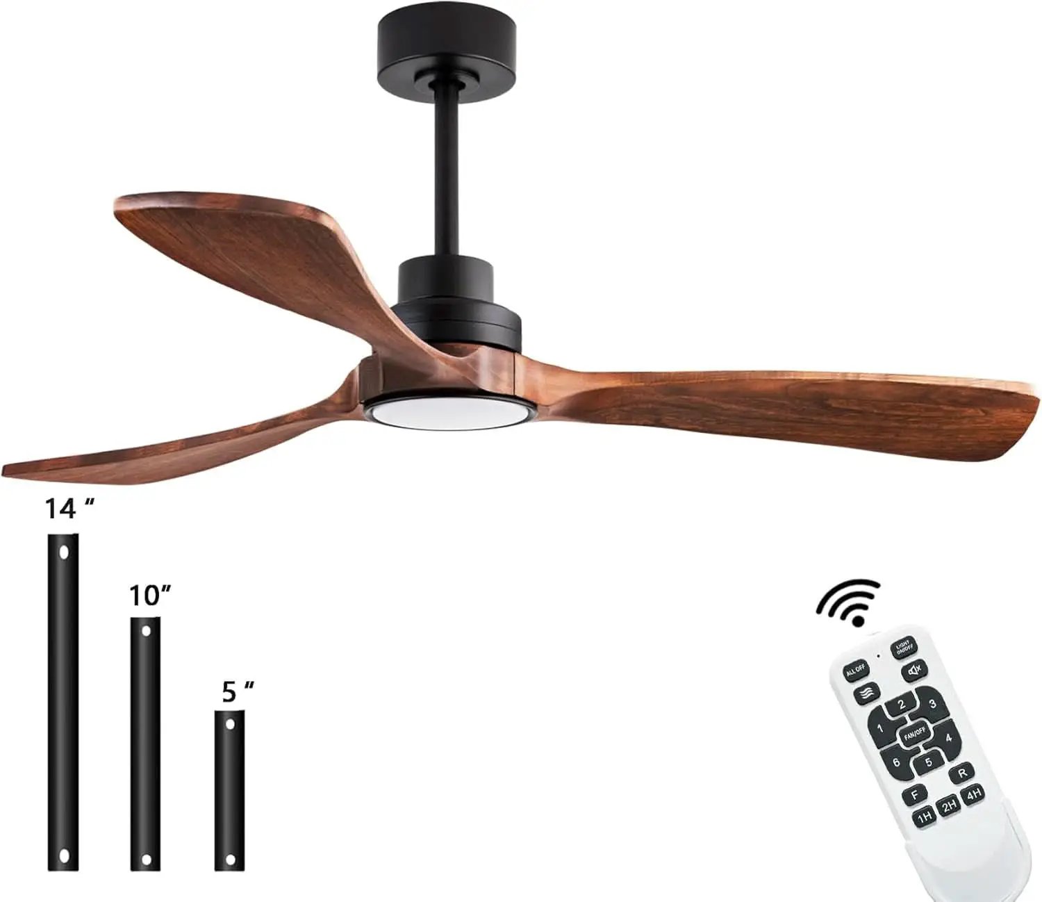 52 Inch Solid Wood Ceiling Fan With Light And Remote from PriceLows™