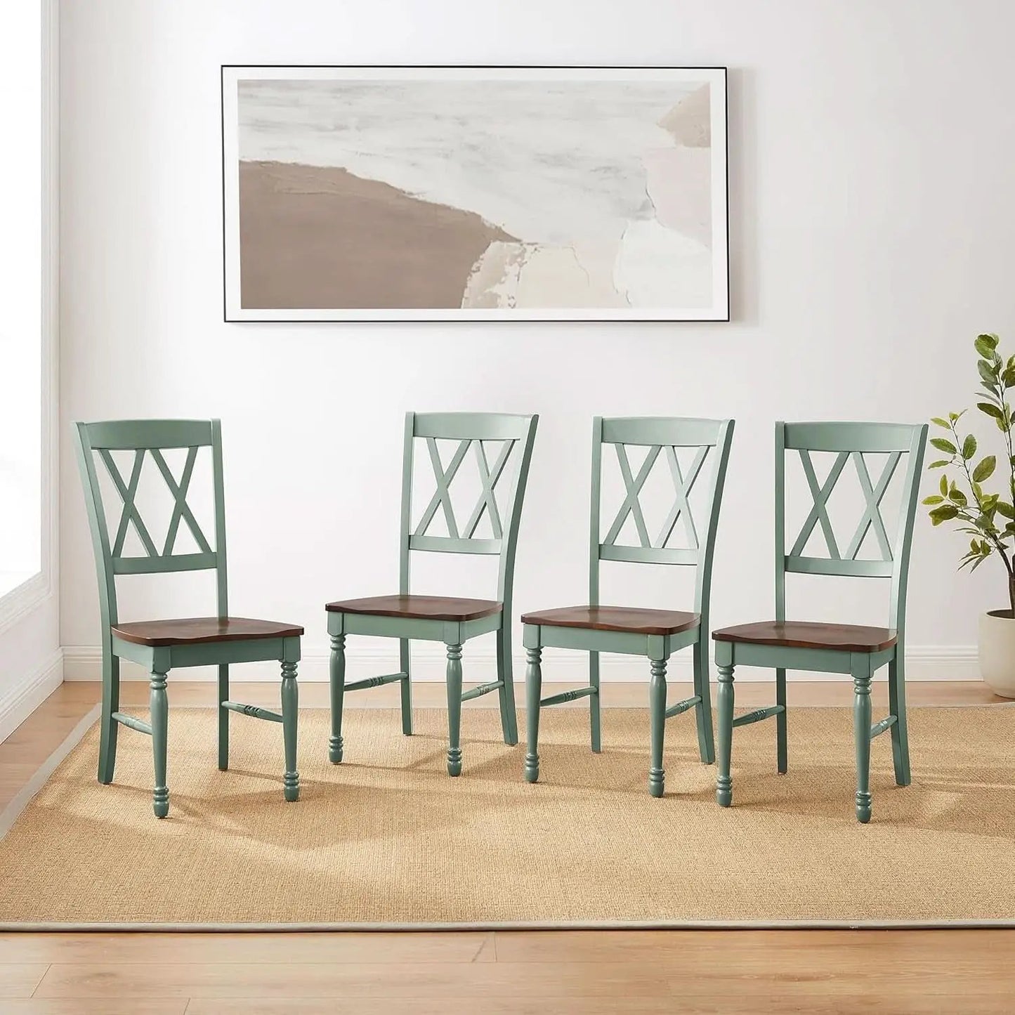 Shelby Distressed Teal XBack Dining Room Chairs Set of 4 from PriceLows™