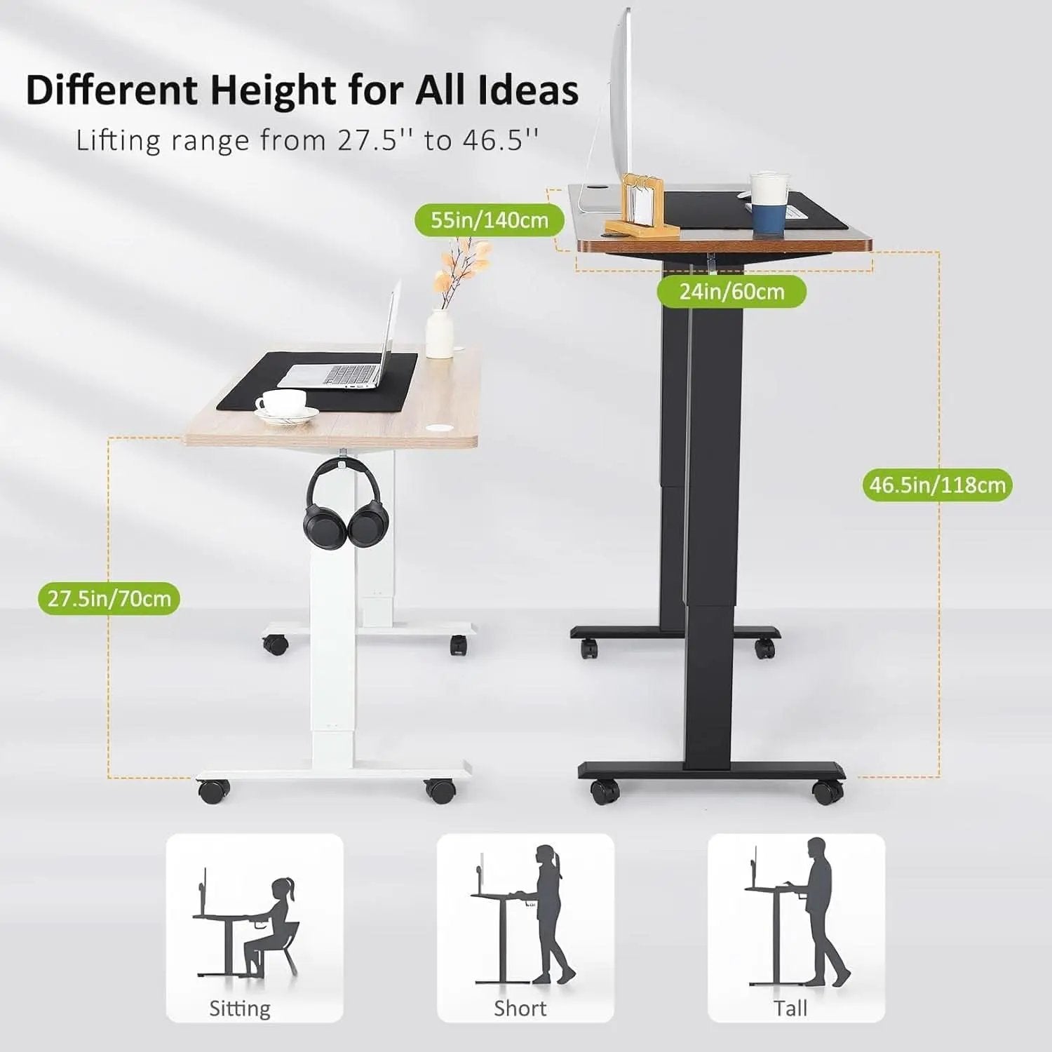 Electric Standing Desk 55x24 Inches Brown Height Adjustable from PriceLows™