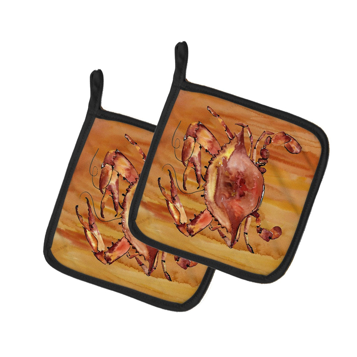Pot Holder Set of 2 | Heat Resistant Quilted Hot Pads | 7.5 x 7.5 Inch | Cooked Crab Spicy Hot