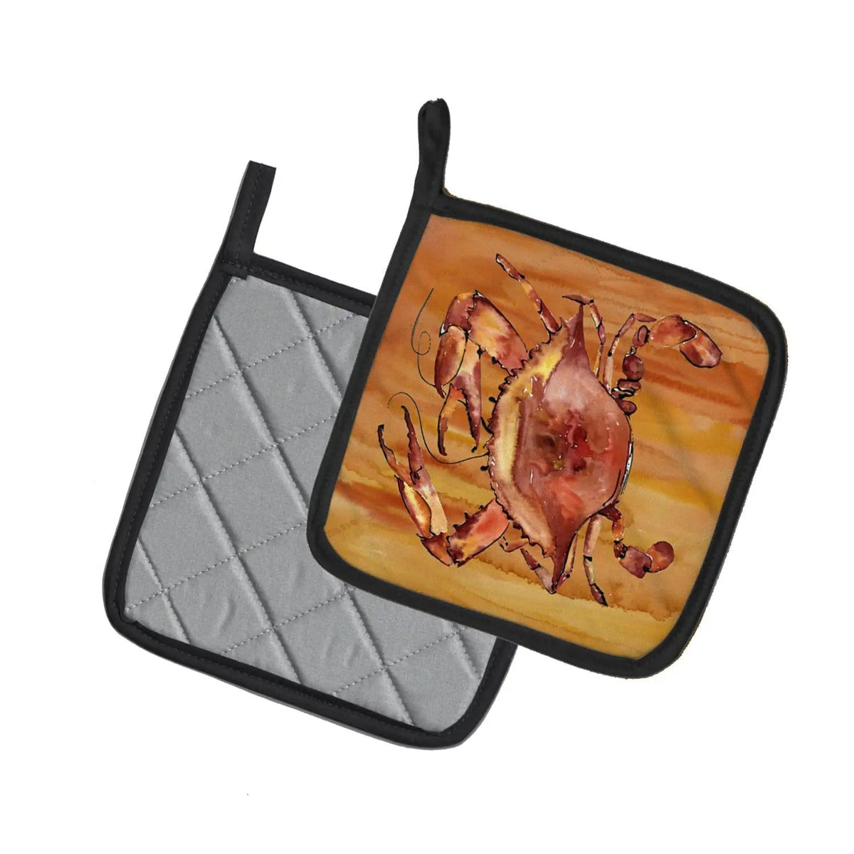 Pot Holder Set of 2 | Heat Resistant Quilted Hot Pads | 7.5 x 7.5 Inch | Cooked Crab Spicy Hot
