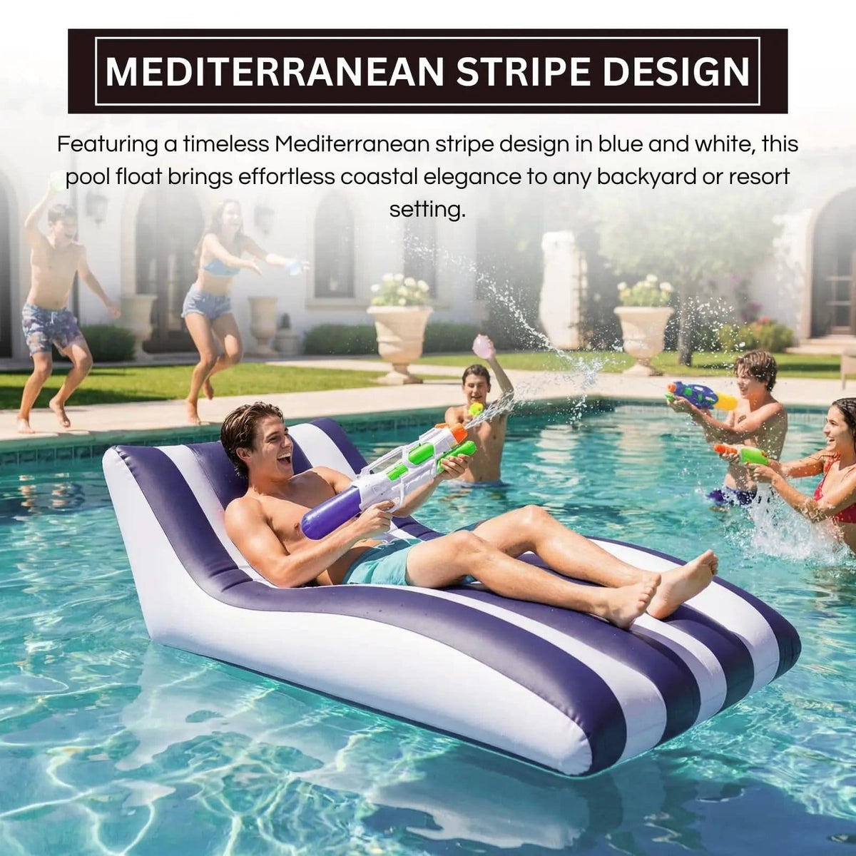 Mediterranean Stripe Pool Lounger | Home Decor | Gift Ready