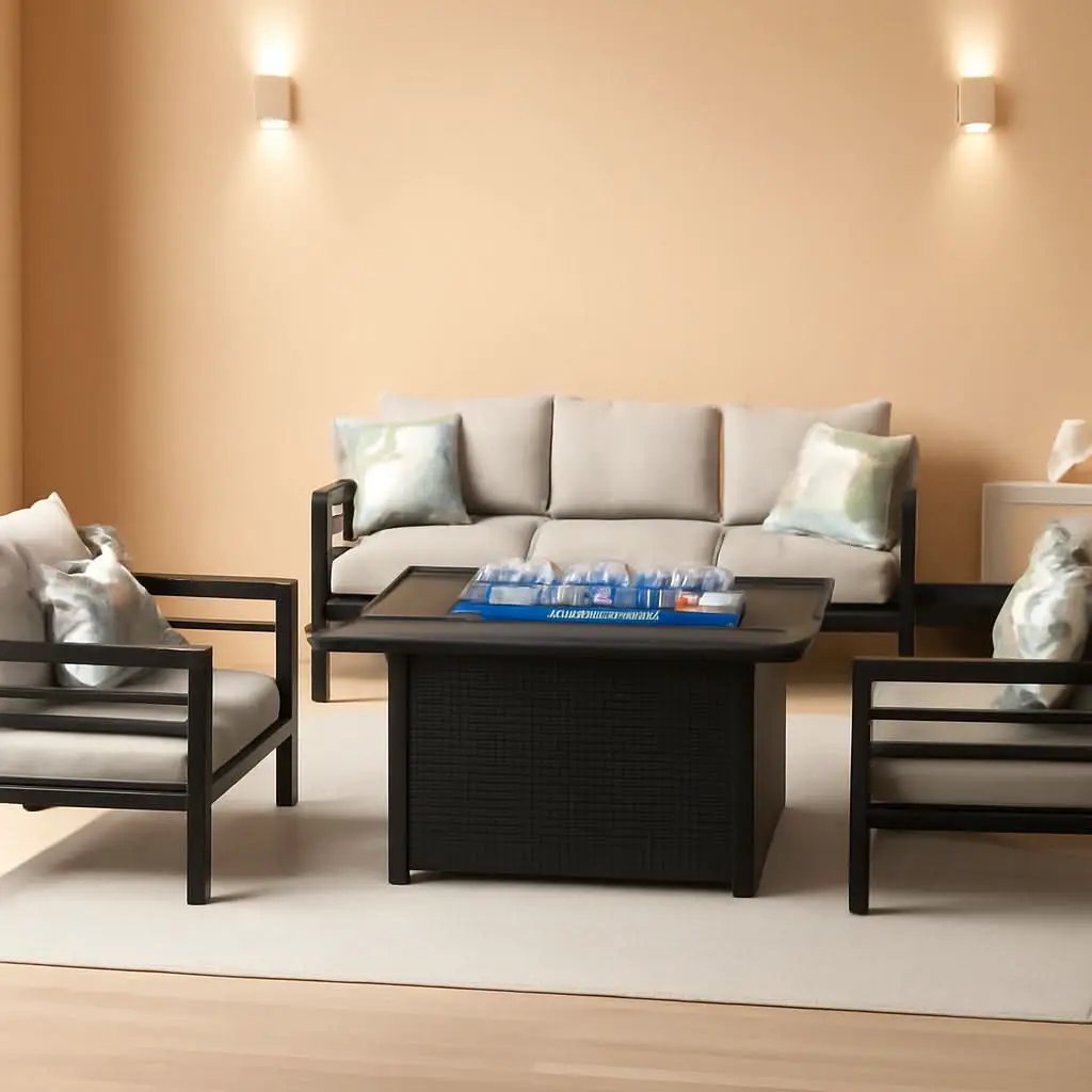 Aluminum 5 Piece Patio Furniture Set With Fire Pit Table from PriceLows™