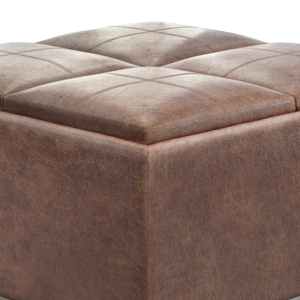 Avalon Square Storage Ottoman | Coffee Table Design | Four Flip Over Serving Trays | 35 Inch Width