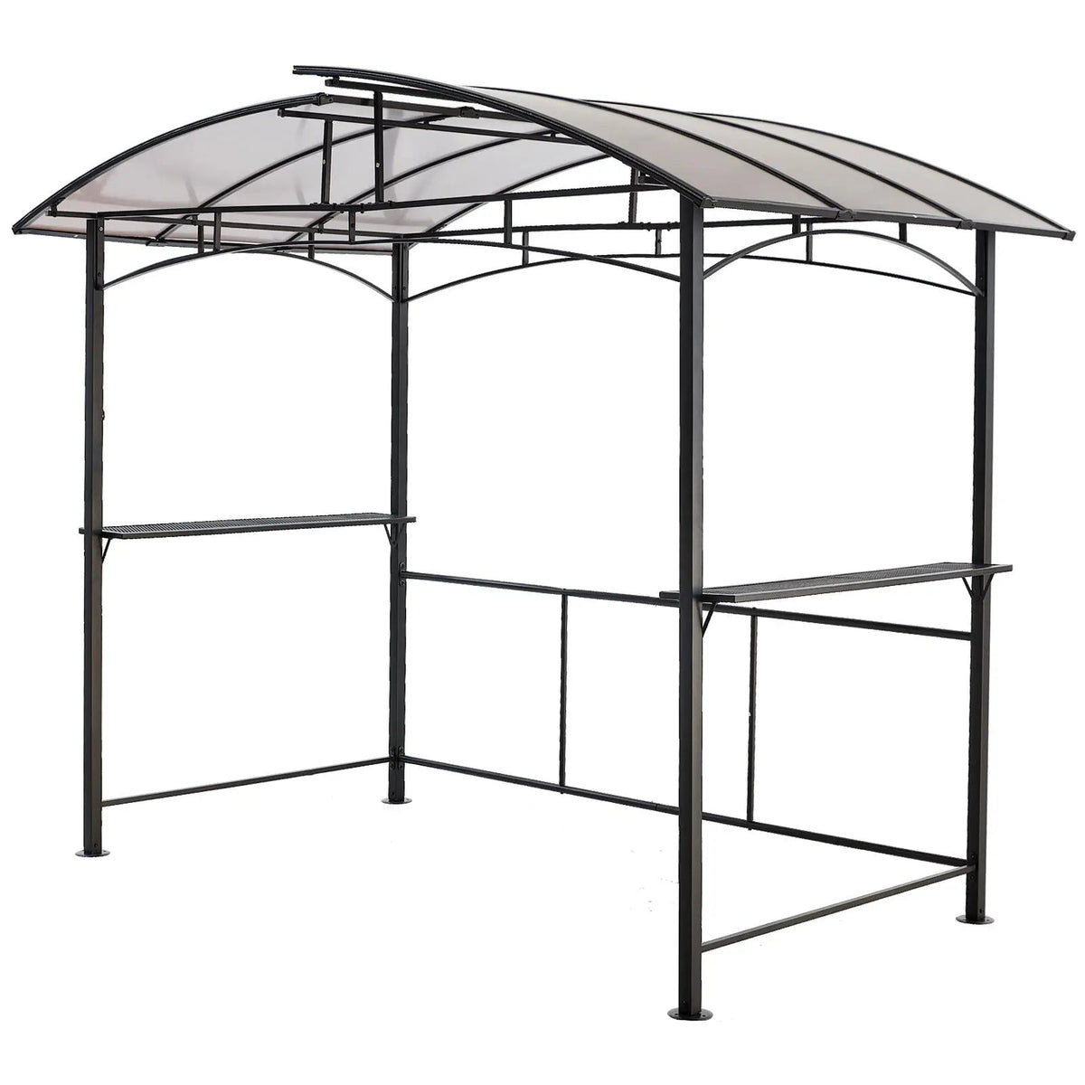 Grill Gazebo 8x5 Ft | Outdoor Patio Canopy | Steel Hardtop | Side Shelves Black