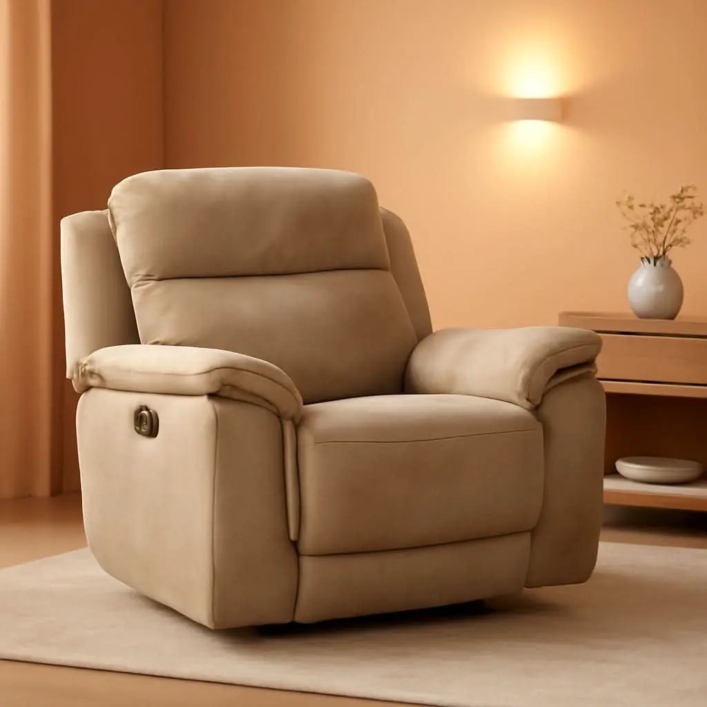 Durapella Power Recliner With Adjustable Headrest Beige from PriceLows™