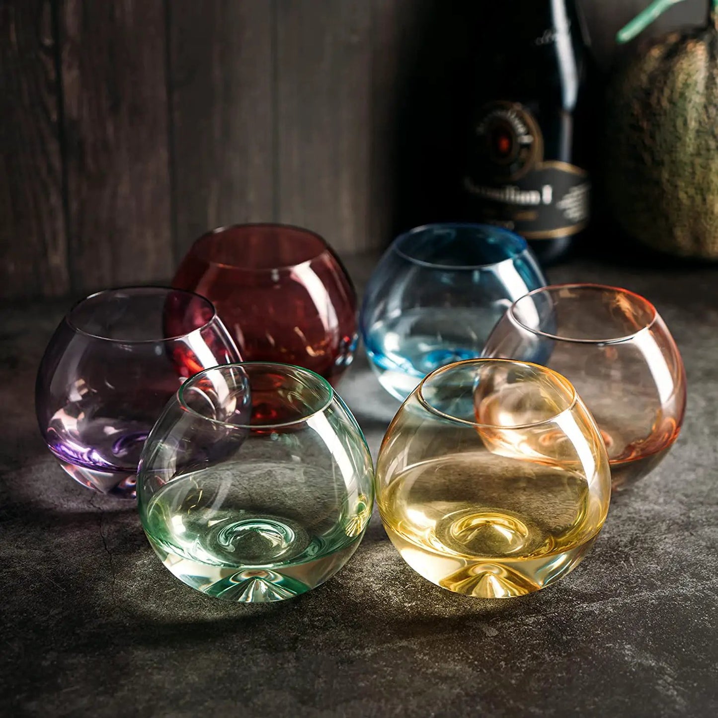 Vibes Colored Wine Glass Set, Large 12oz (Stemless Bubble) from PriceLows™