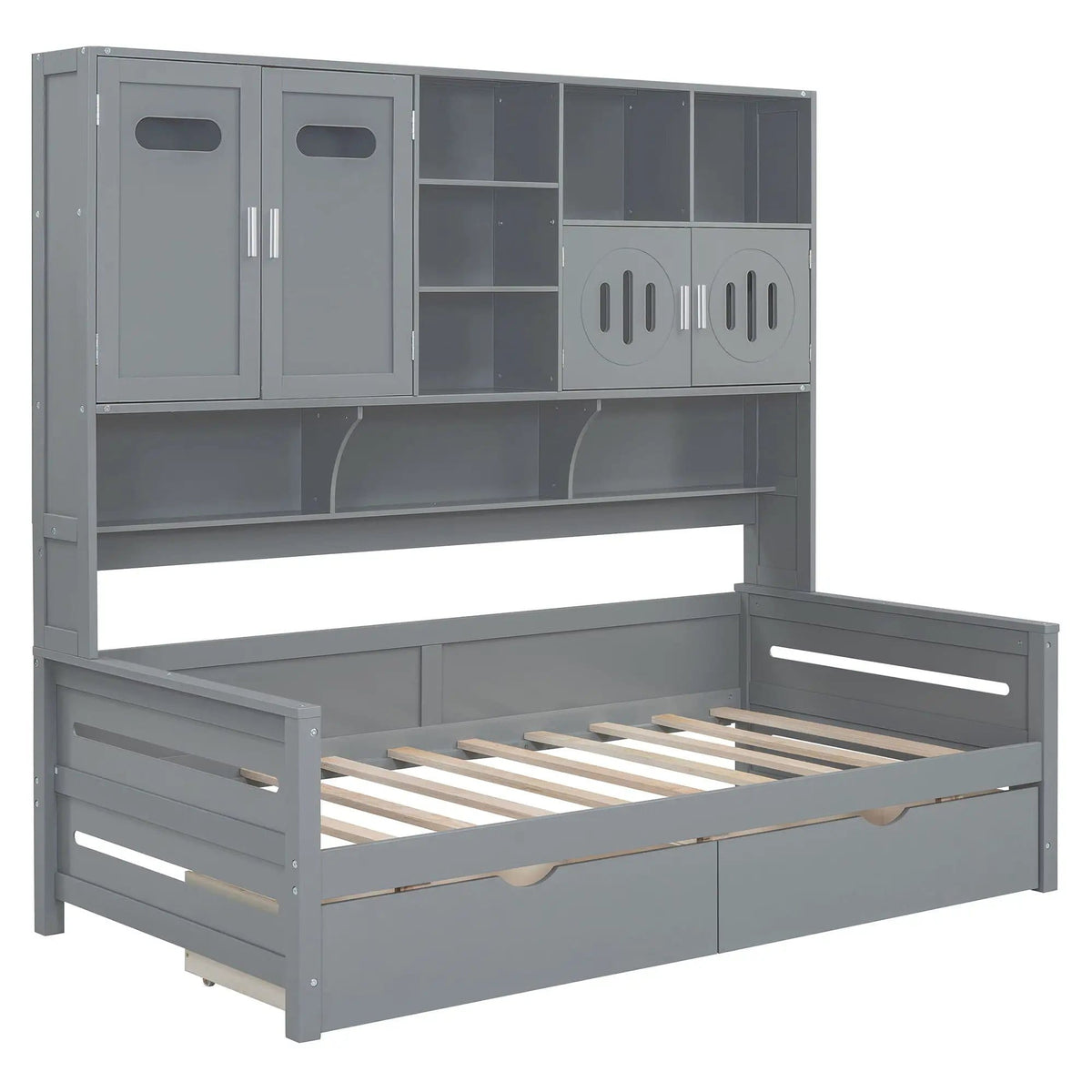 Daybed With All-In-One Cabinet And Shelf | 2 Pieces | Wood | Bedroom