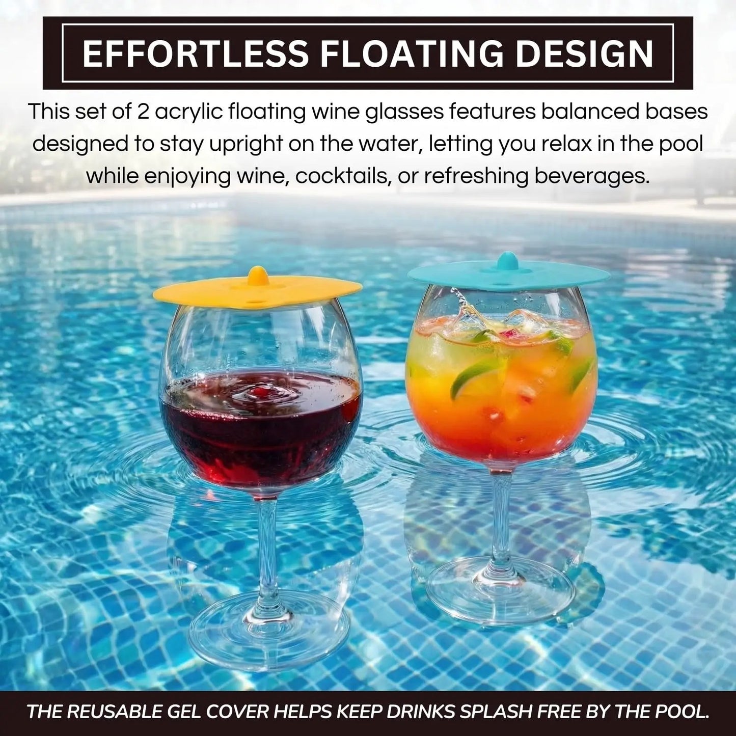 Floating Wine Glasses for Pool with Lids (Set of 2) – 21oz from PriceLows™
