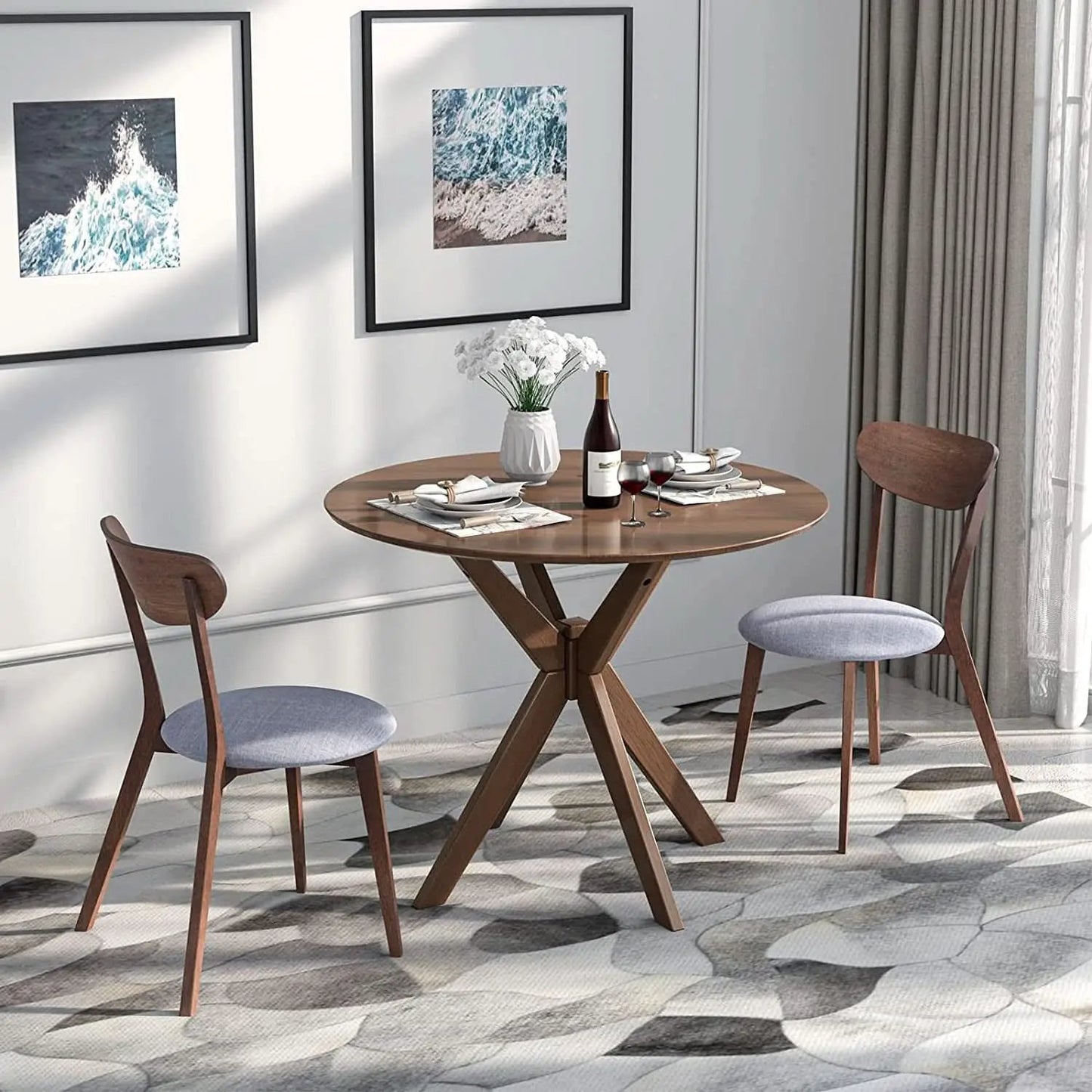 Round Dining Table Set 36 Inch With Cushioned Chairs from PriceLows™