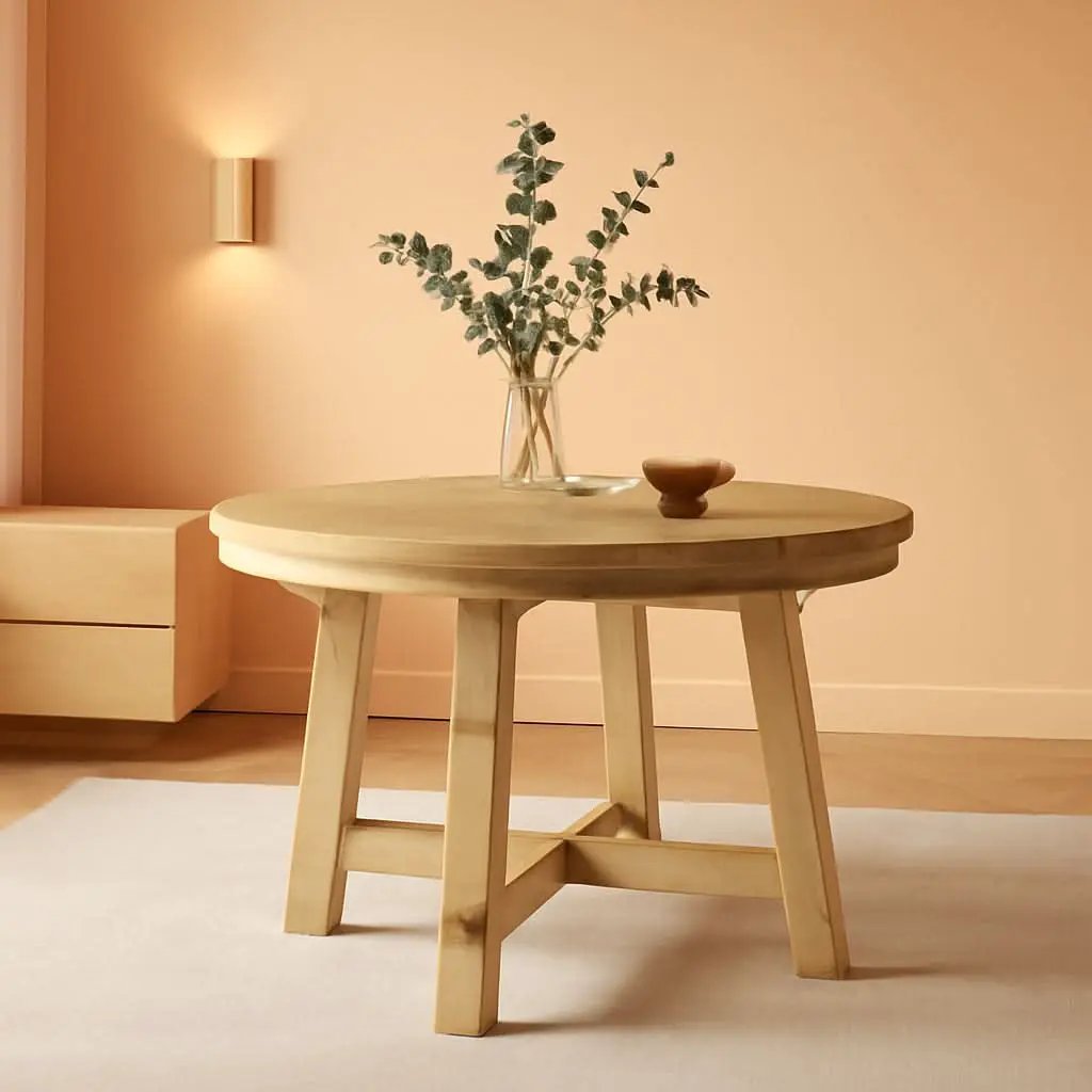 Extendable Round Wood Dining Table Farmhouse Style from PriceLows™