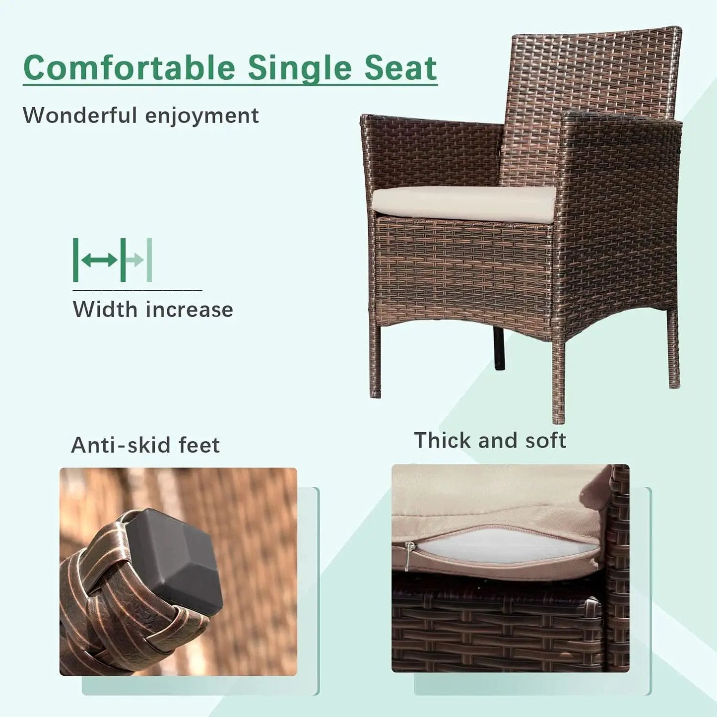4 Piece Wicker Patio Set With Glass Table Beige Cushions from PriceLows™