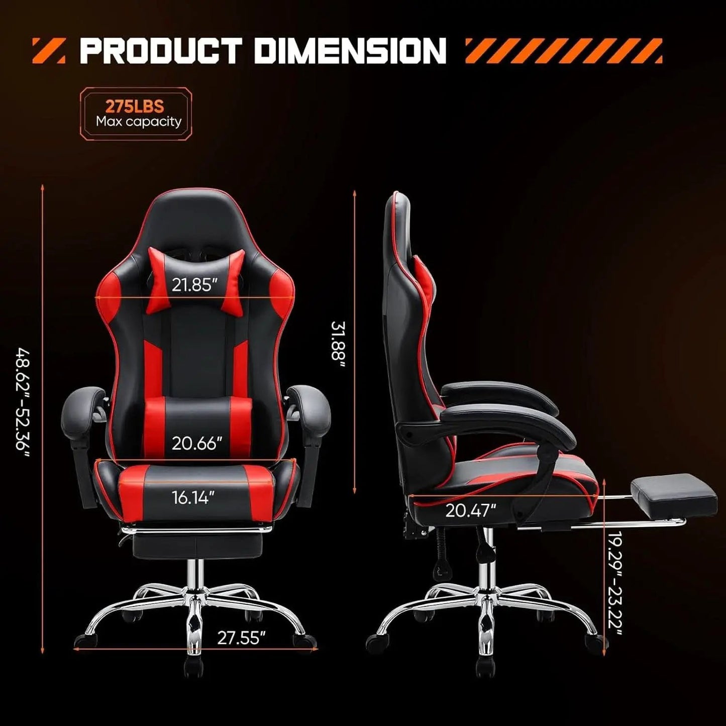 Ergonomic Gaming Desk Chair With Footrest And Headrest from PriceLows™