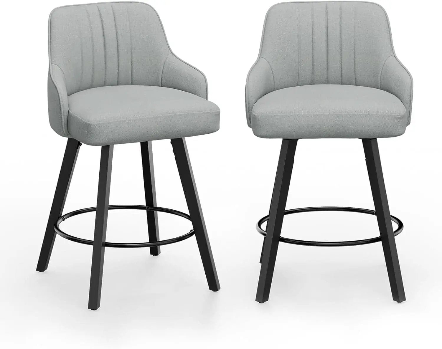 Linen Fabric Upholstered Swivel Barstools Set of Two from PriceLows™
