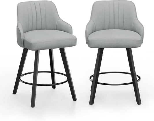 Linen Fabric Upholstered Swivel Barstools Set of Two from PriceLows™