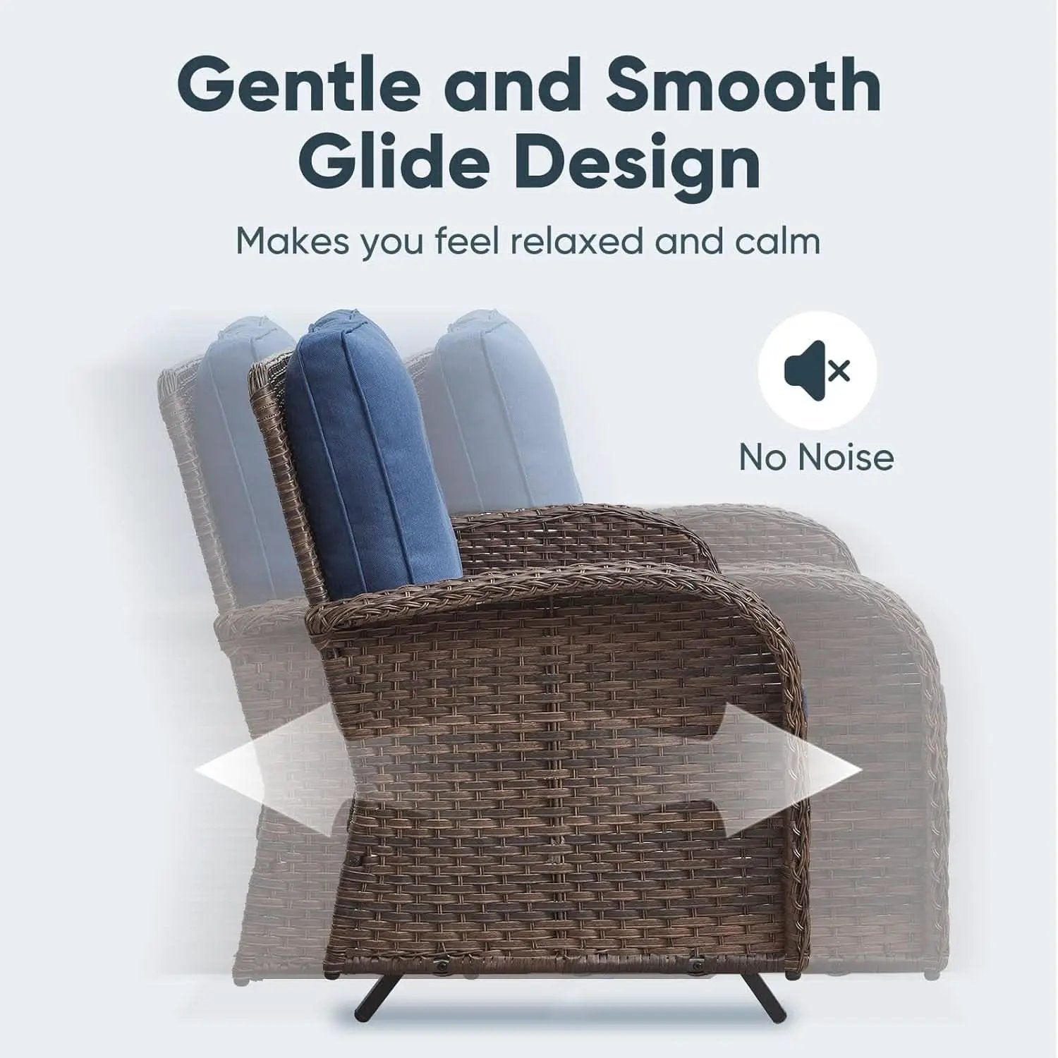6 Piece Patio Conversation Set Brown Wicker Blue Cushions from PriceLows™