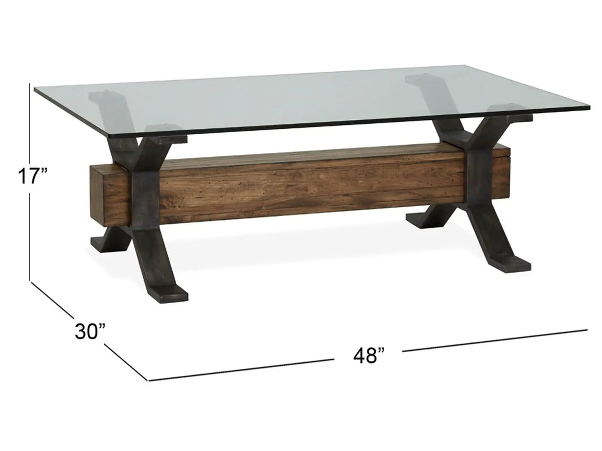 Sawyer Rectangular Table | 2 Pieces | Glass & Iron | Living Room