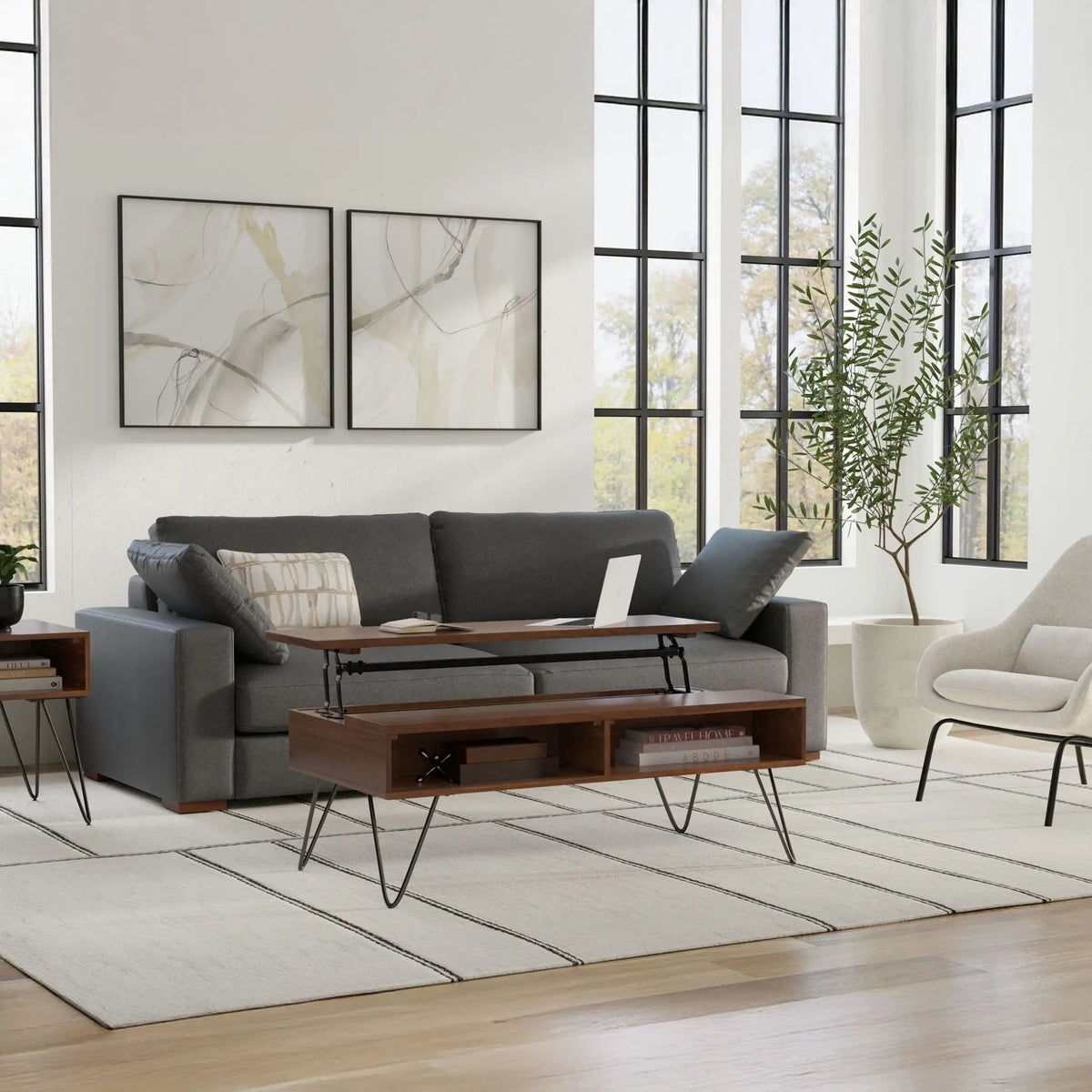 Hunter Lift Top Coffee Table | Handcrafted Solid Mango Hardwood | Split Lift Top | Large Storage Area