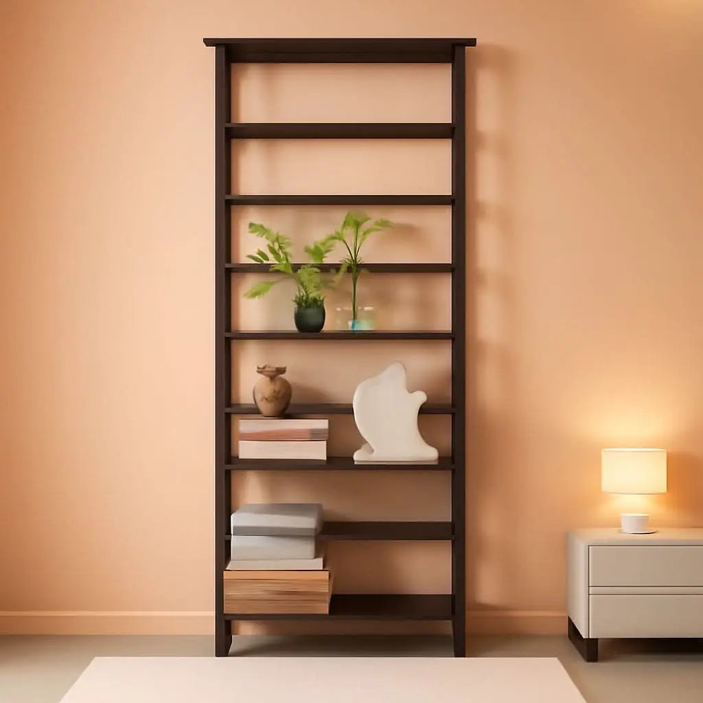 Espresso 5-Shelf Mission Bookcase Solid Wood Tall Storage from PriceLows™