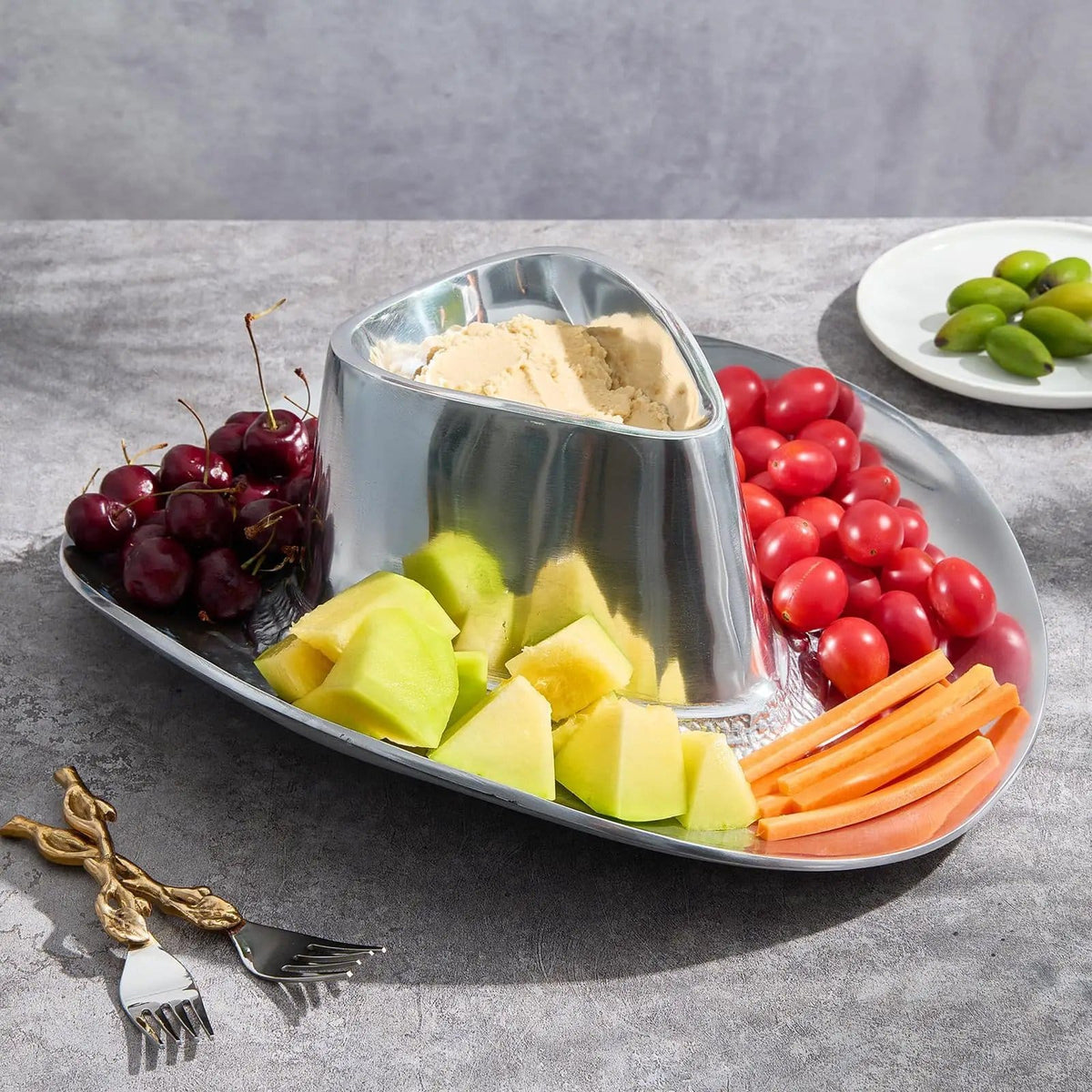 Cowboy Hat Chip and Dip Serving Bowl Silver Brass Snack | Brass | Home Decor | Gift Ready