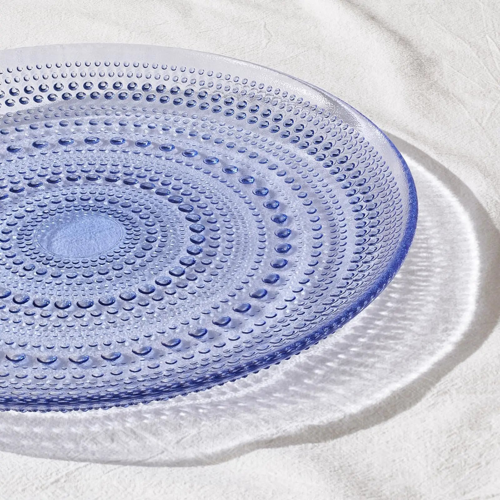 Glass Hobnail Dinner or Charger Plates | Set of 4 | Blue from PriceLows™