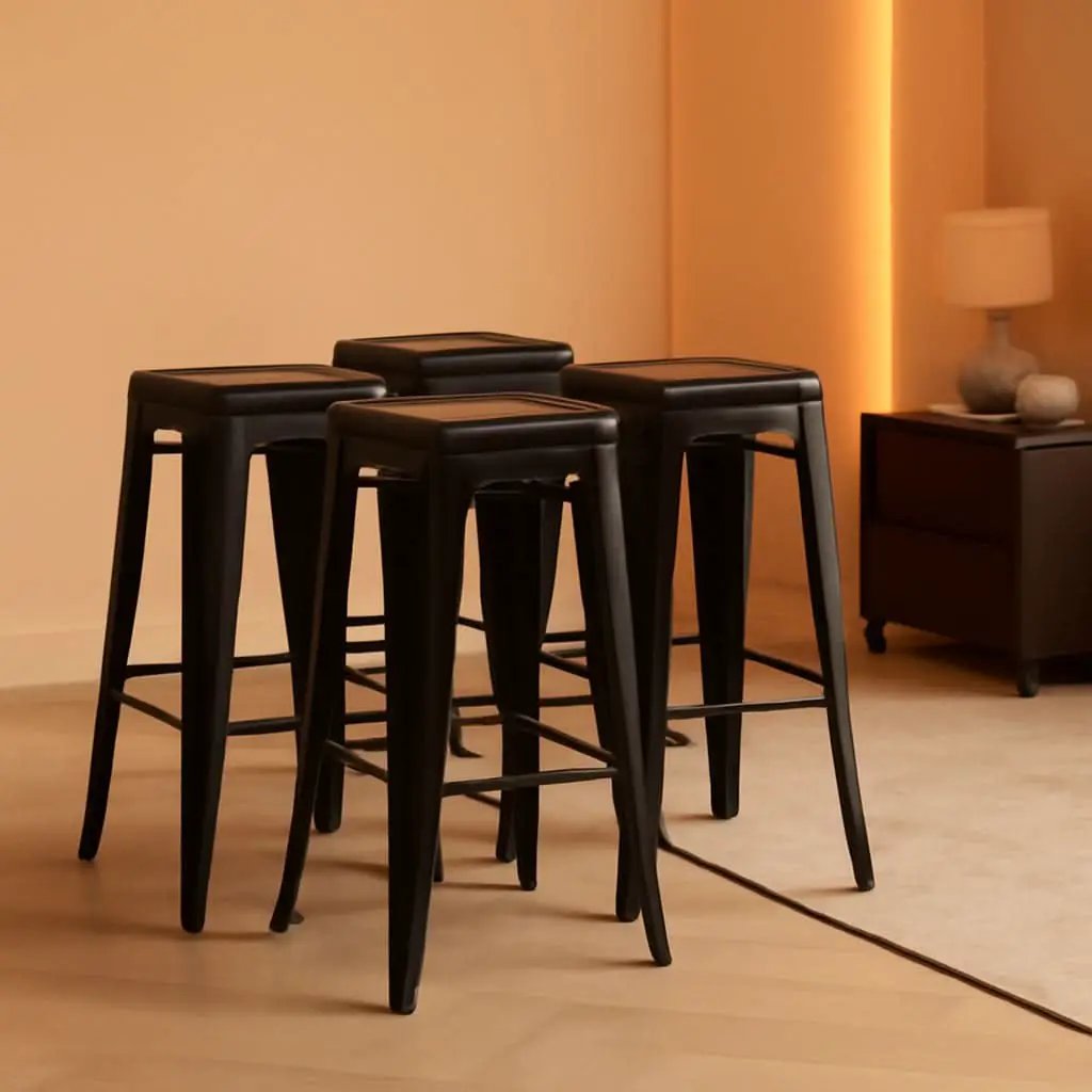 30 Inch Metal Bar Stools Stackable Indoor Outdoor Set Of 4 from PriceLows™