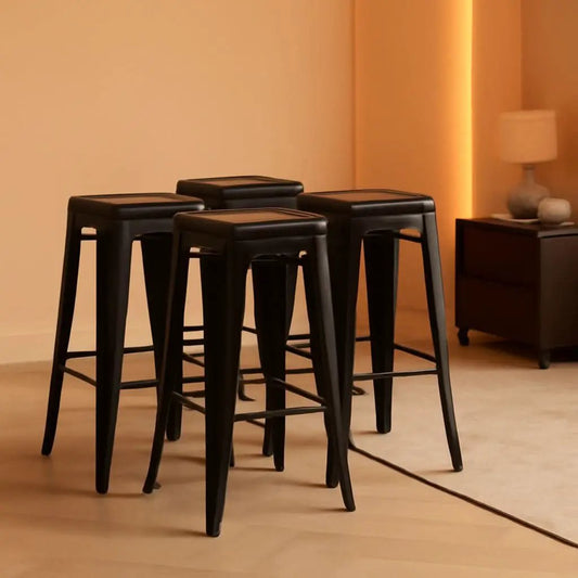 30 Inch Metal Bar Stools Stackable Indoor Outdoor Set Of 4 from PriceLows™