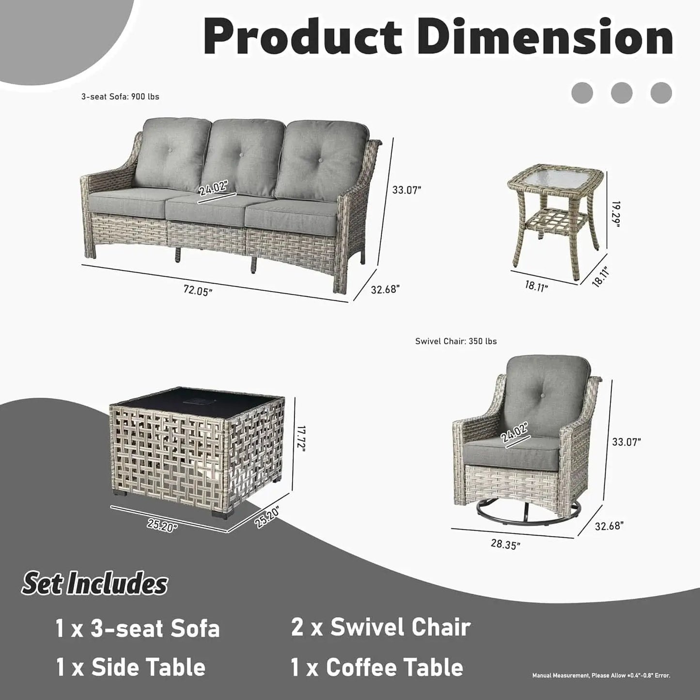 5 Piece Outdoor Patio Set With Swivel Chairs All Weather from PriceLows™