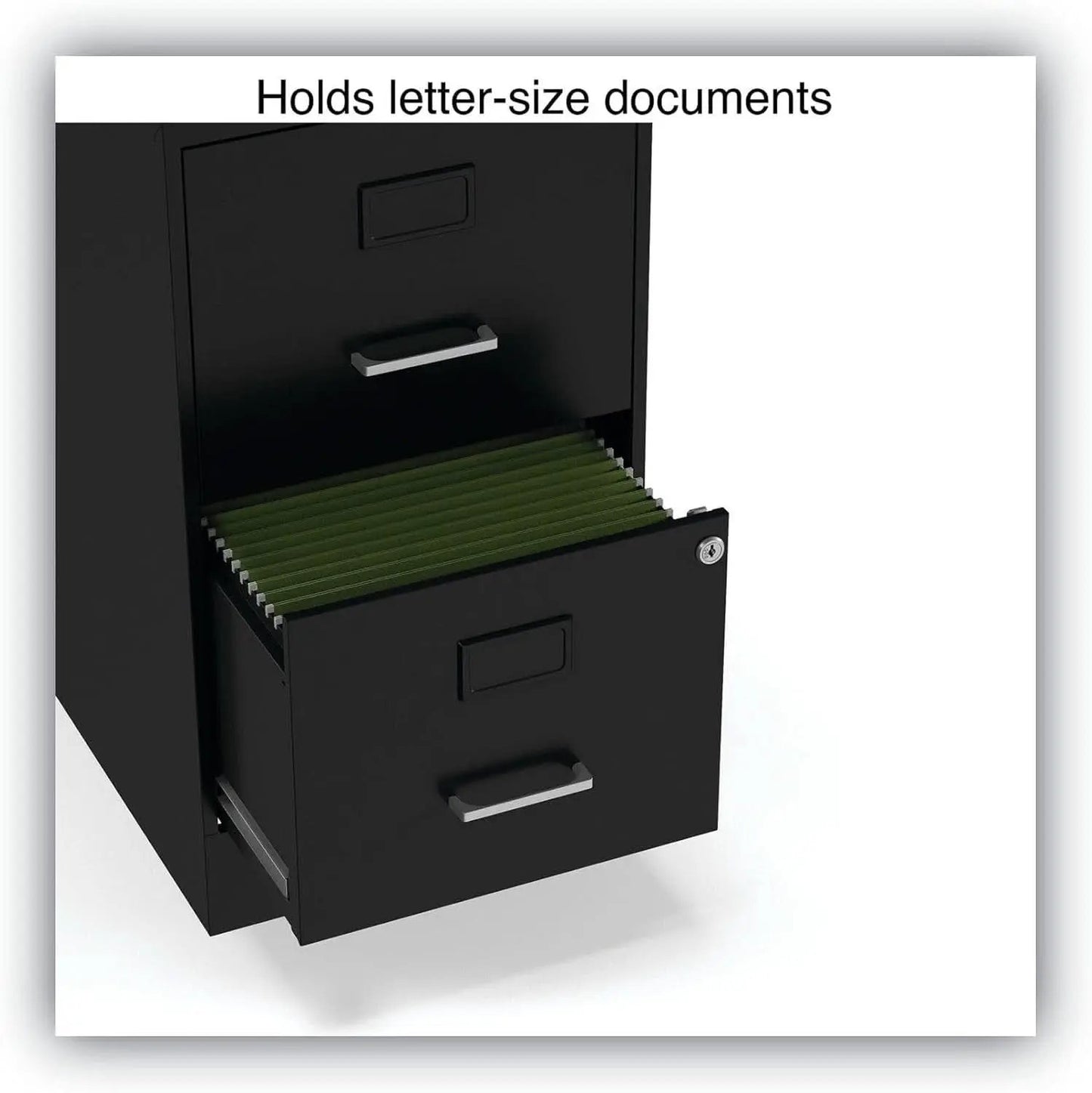Soho Two Drawer Vertical Letter File Cabinet Black With Key Lock 14 x 18 x 24.1 In from PriceLows™