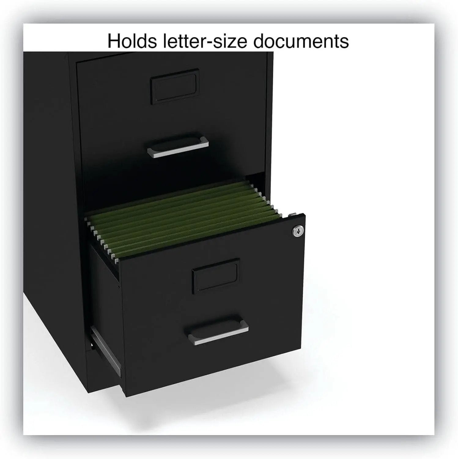 Soho Two Drawer Vertical Letter File Cabinet Black With Key Lock 14 x 18 x 24.1 In from PriceLows™