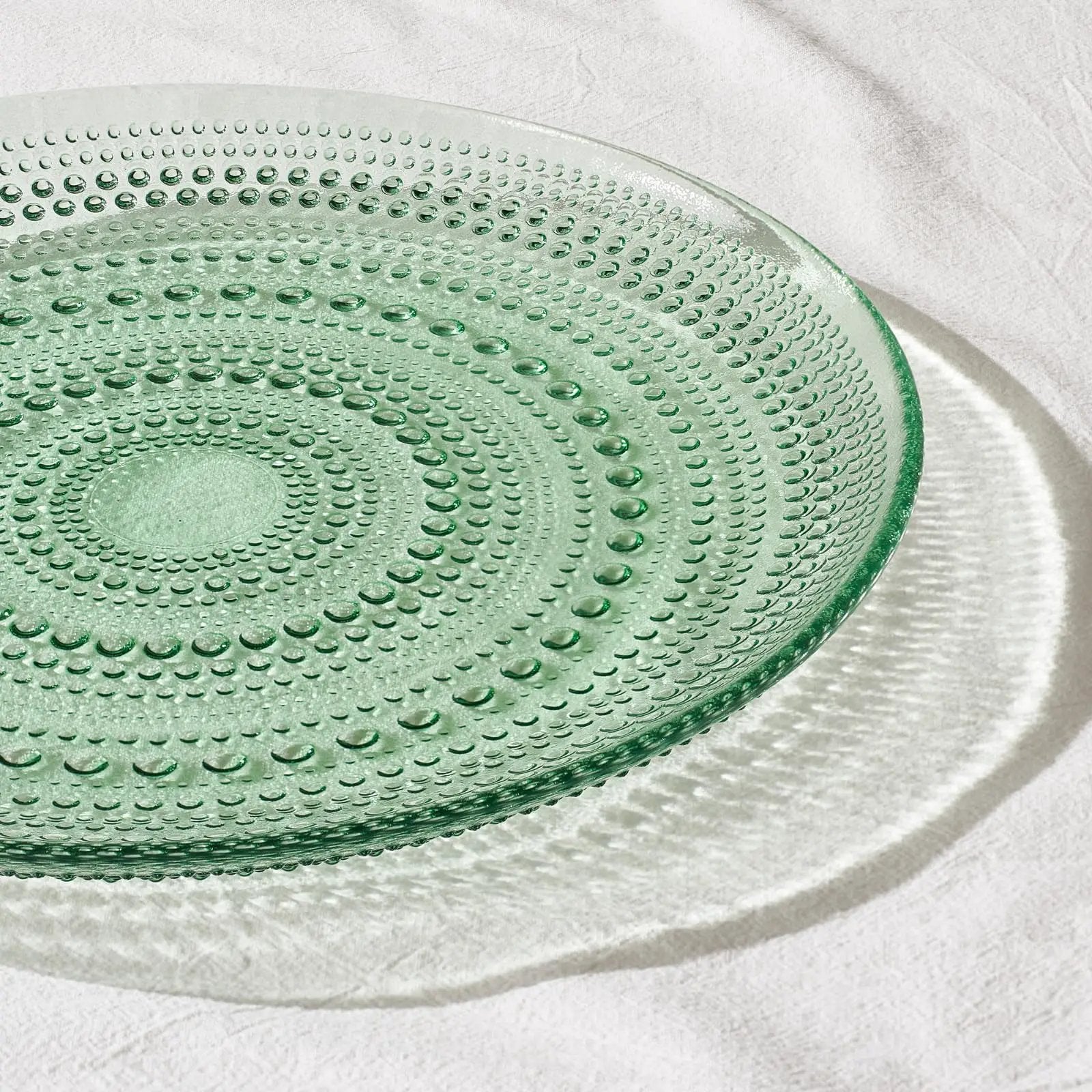 Glass Hobnail Dinner or Charger Plates | Set of 4 | Green from PriceLows™