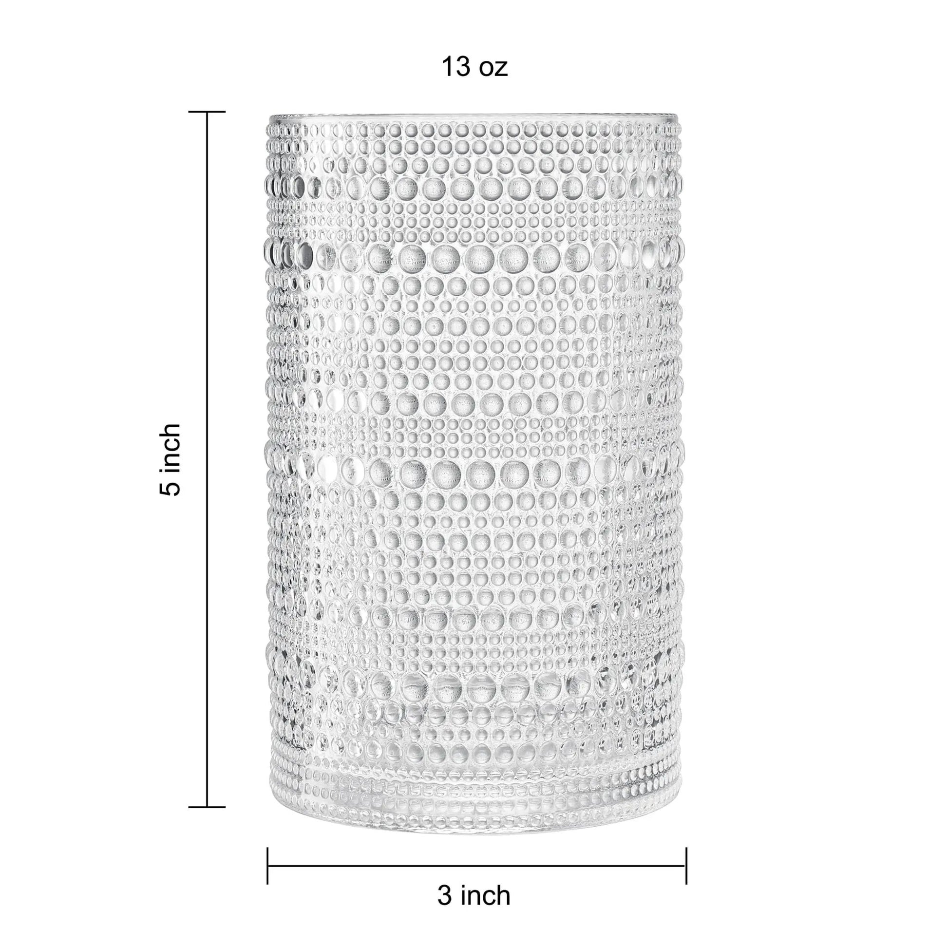 Khen Hobnail Drinking Glasses with Straws | Clear Colors | Set of 12 from PriceLows™
