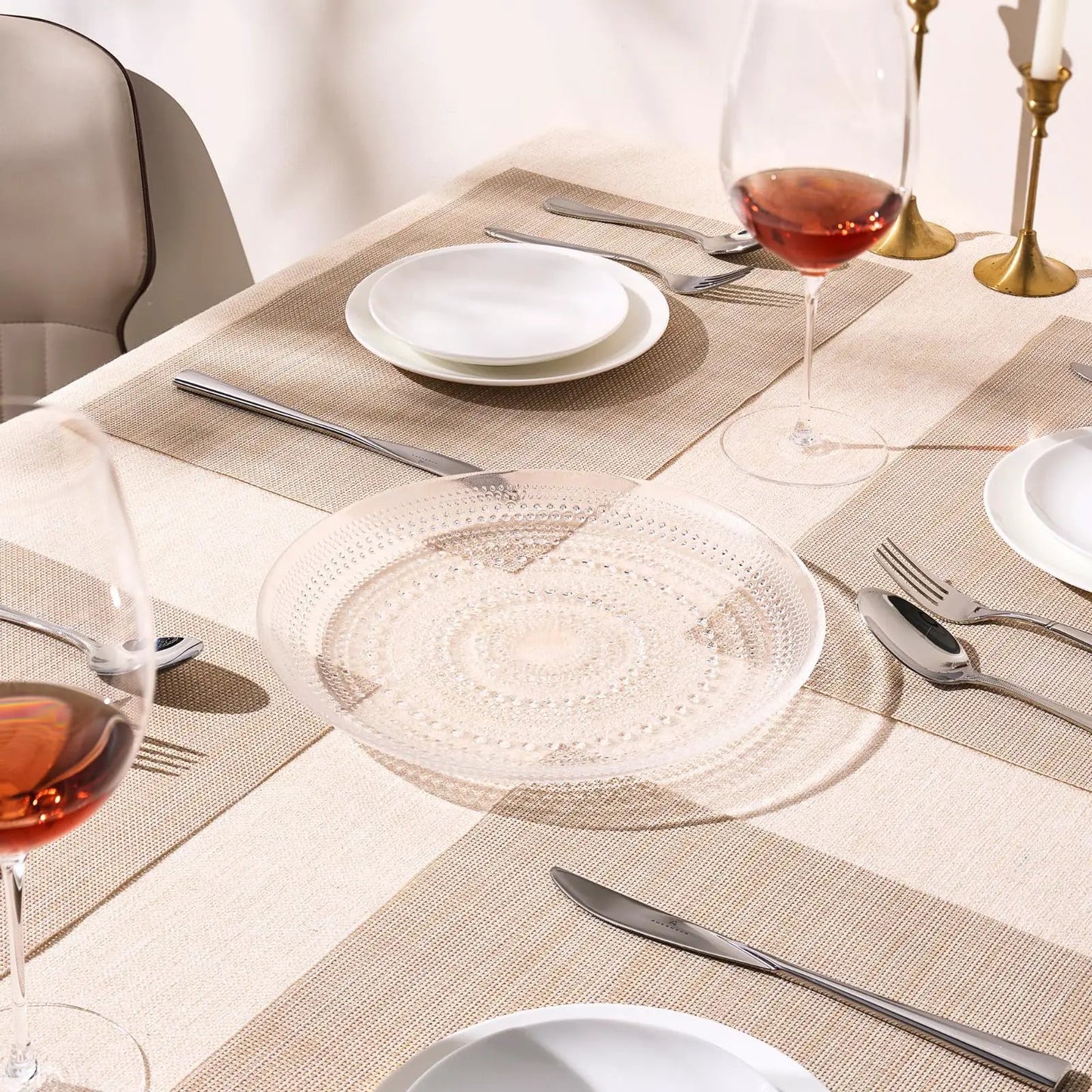 Glass Hobnail Dinner or Charger Plates | Set of 4 | Clear from PriceLows™