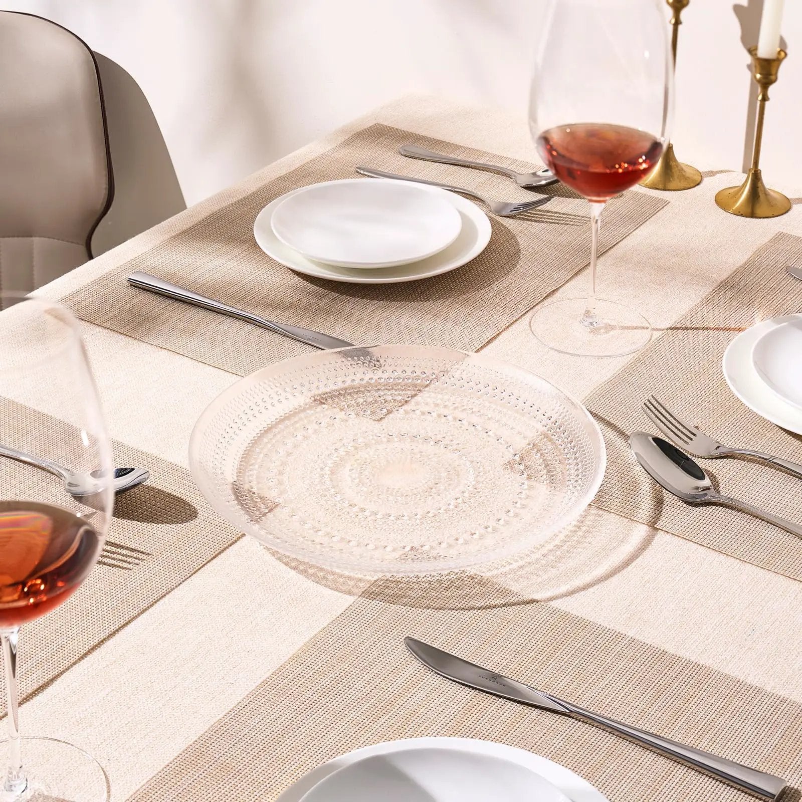 Glass Hobnail Dinner or Charger Plates | Set of 4 | Clear from PriceLows™