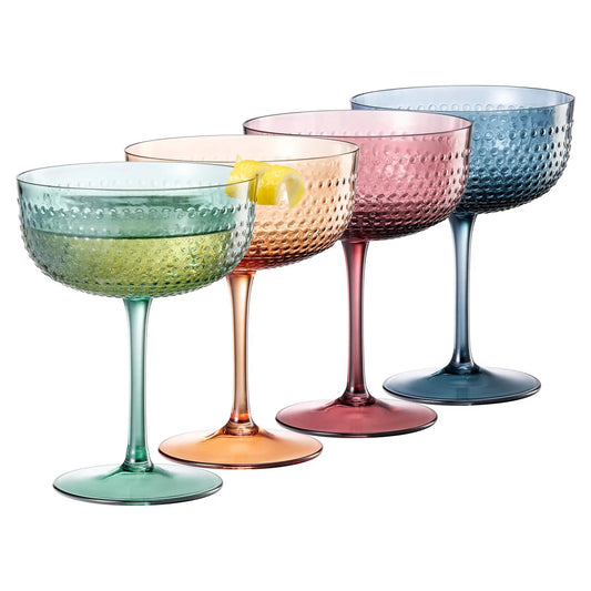 Hobnail Coupes, Cocktail Glass | Set of 4 | Muted Colors from PriceLows™