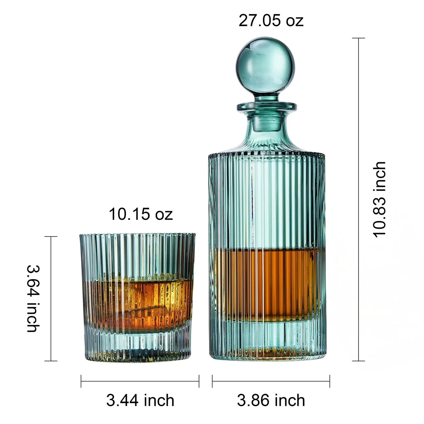 Khen Ribbed Decanter Set with 4 Glasses – Whiskey Bourbon Scotch from PriceLows™