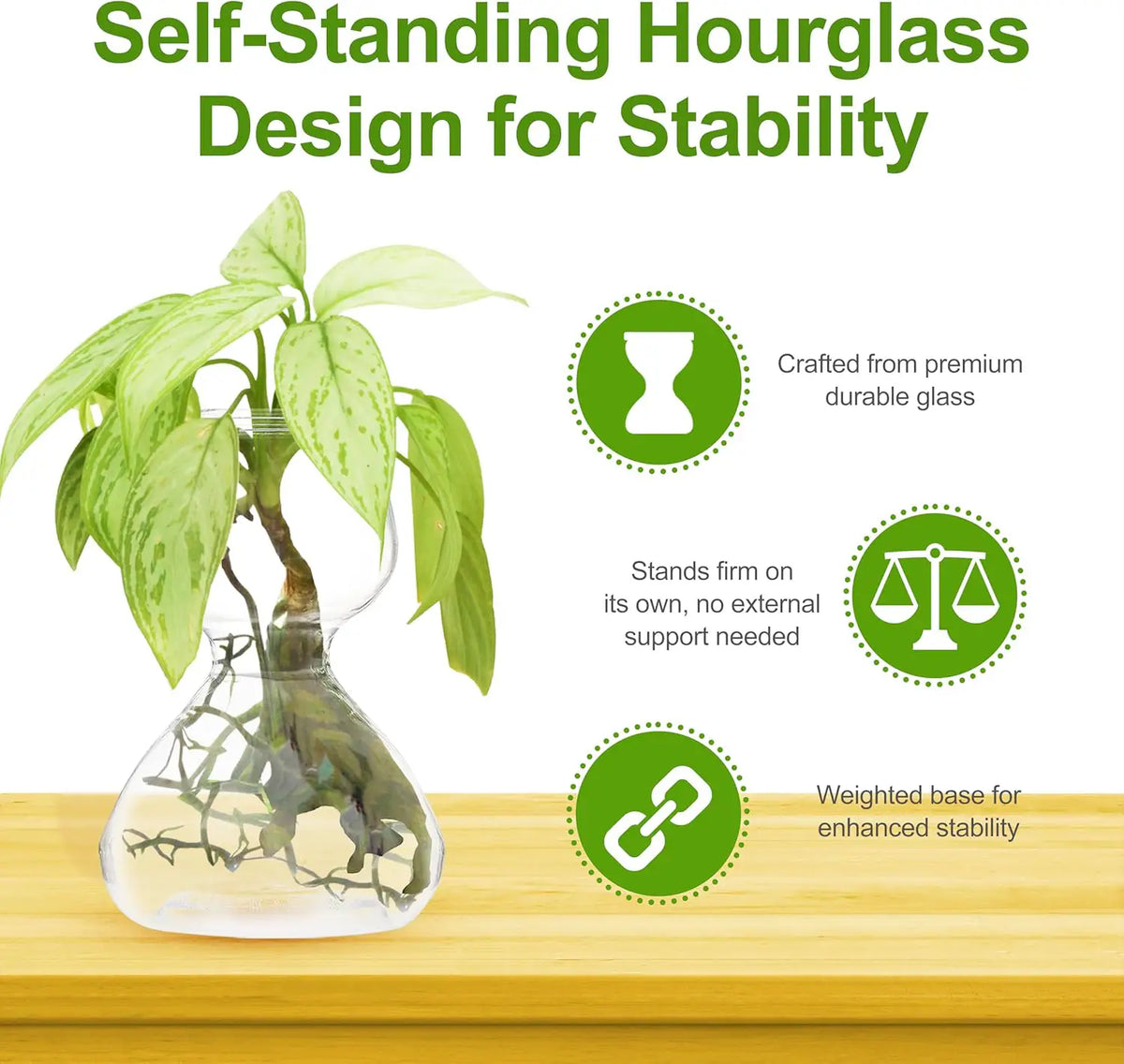 Clear Glass Bud Vases | Hourglass Shape | Propagation Design | Set of 4