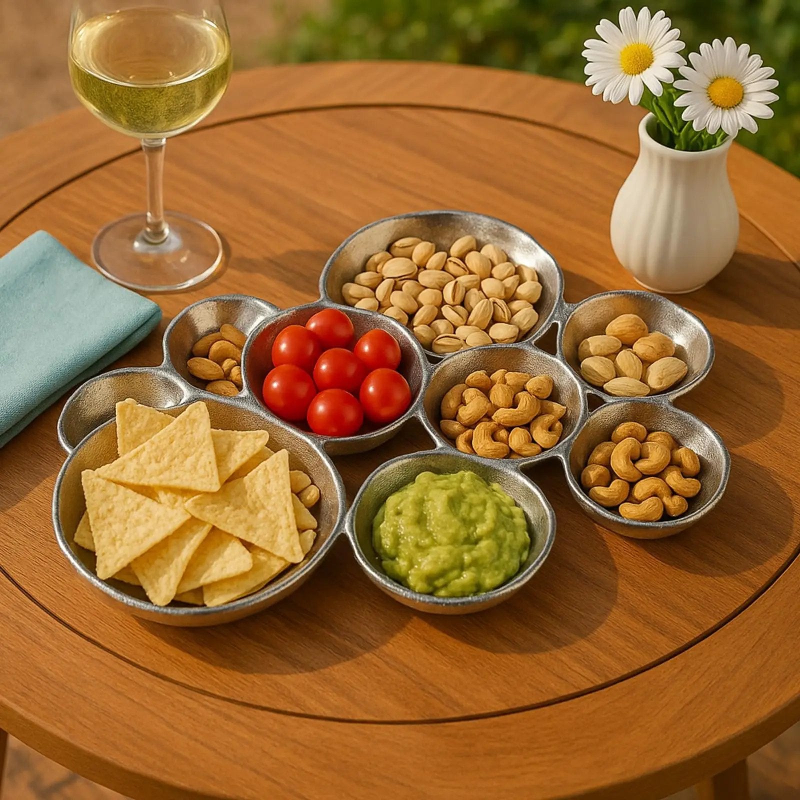 Cluster Decorative Bowls, Bright Silver Brass - Decoration, Snack Tray Bowl from PriceLows™