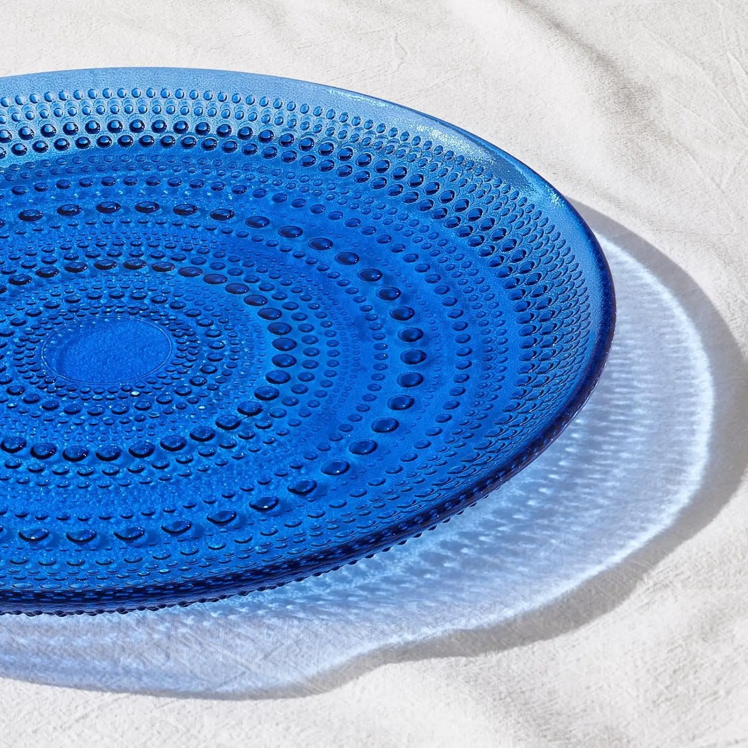 Glass Hobnail Dinner or Charger Plates | Set of 4 | Dark Blue from PriceLows™