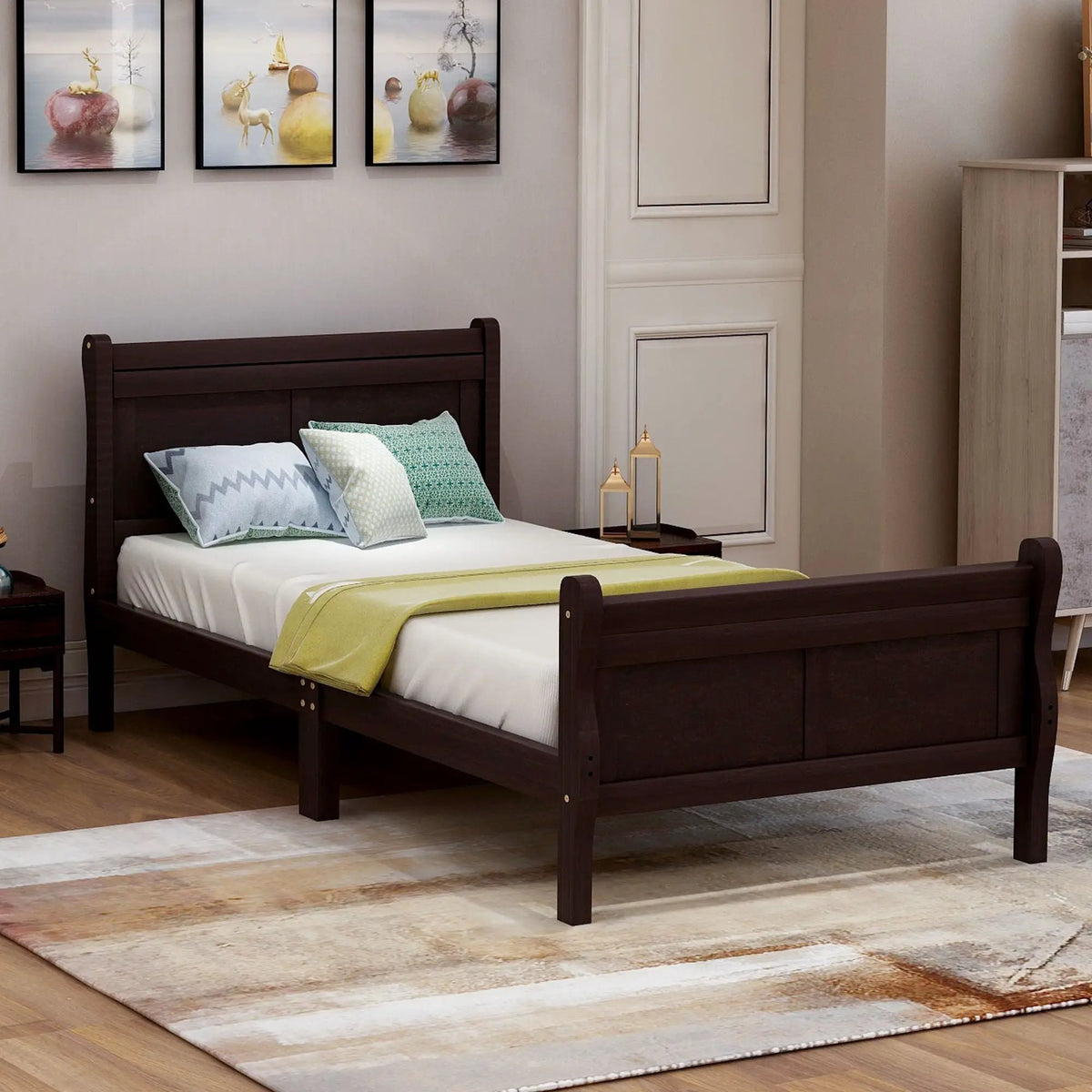 Wood Platform Bed Frame | Headboard Footboard | Wood Slat Support