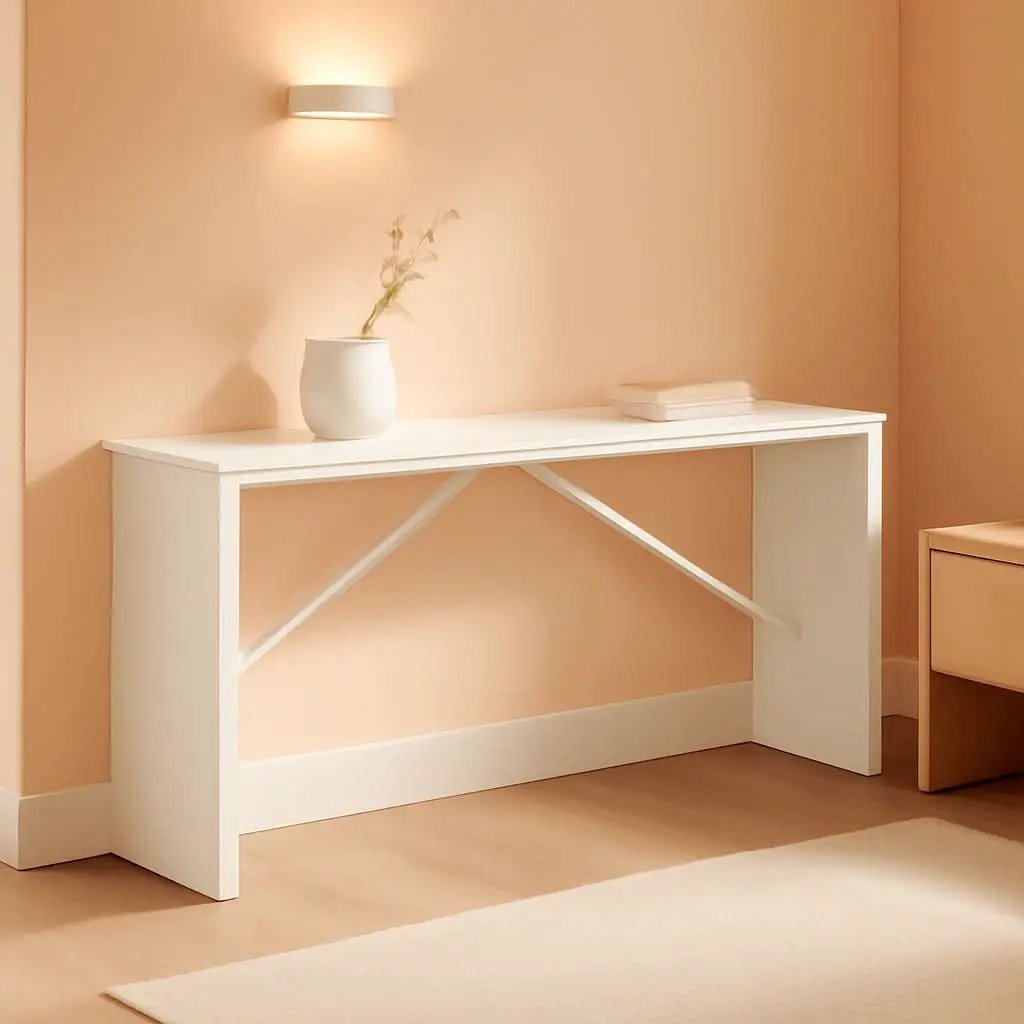 62.2-Inch Industrial White Console Table With Metal Frame from PriceLows™