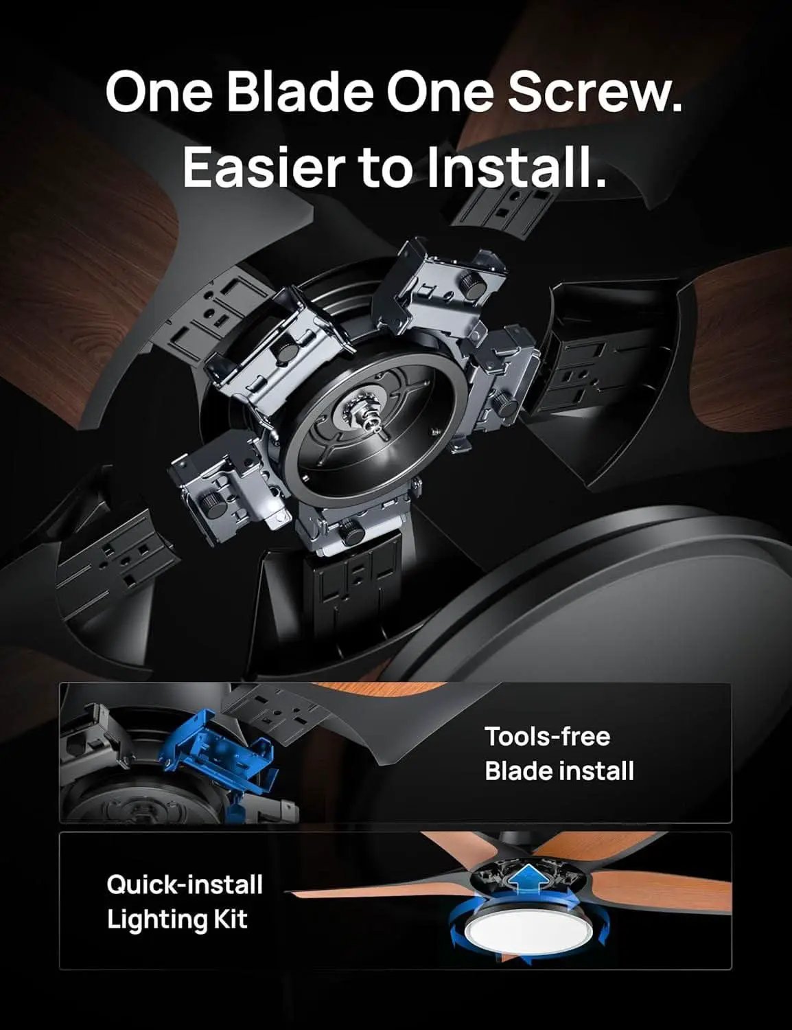 52 Inch Low Profile Smart Ceiling Fan Alexa RGB Lighting from PriceLows™