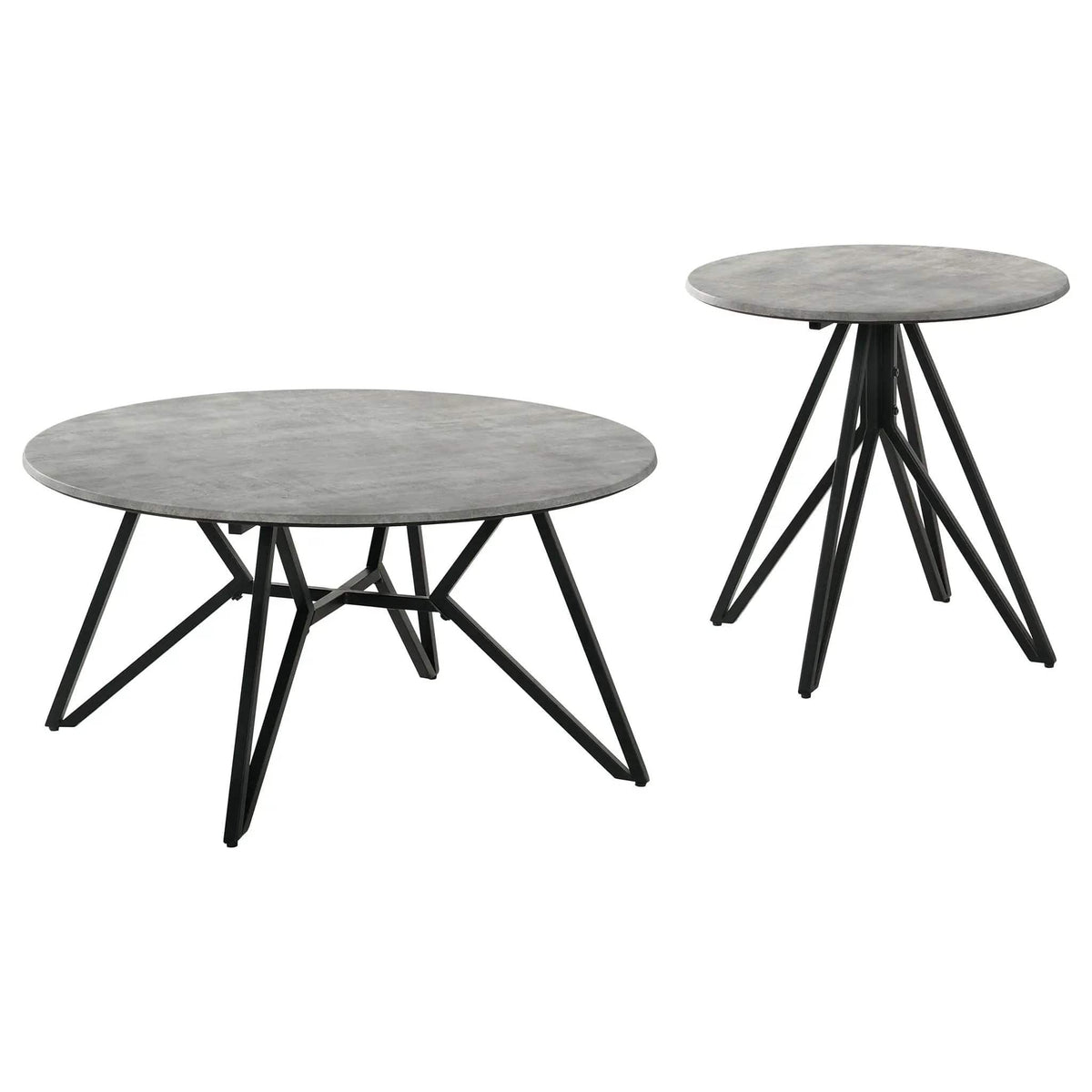 Hadi 2-piece Round SmartTop Coffee and End Table Set Cement | 2-Piece Set | Metal | Dining Room