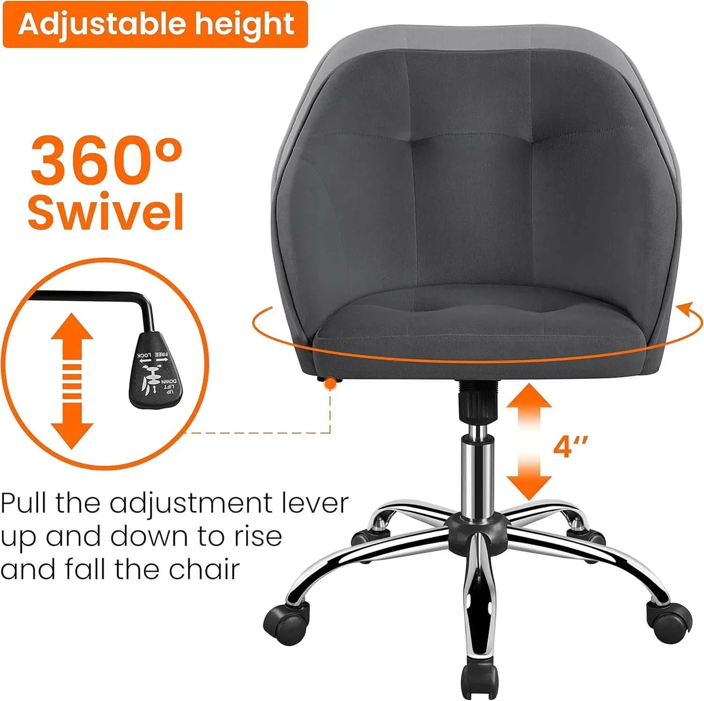 Office Chair Height Adjustable Large Seat Armrests from PriceLows™