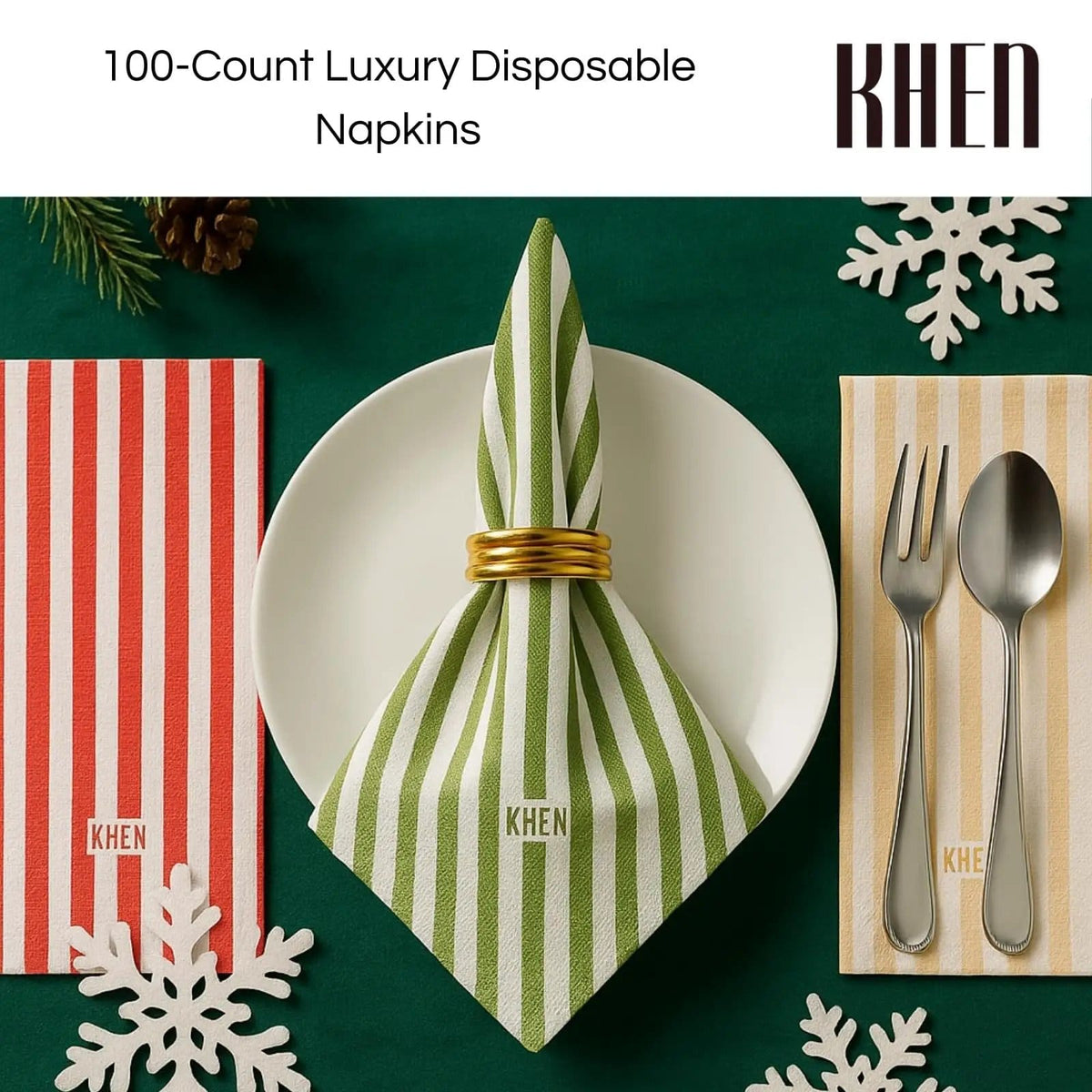 Tonal Striped Disposable Napkin Set 100 Pieces | Set of 100 | Linen | Paper Napkin