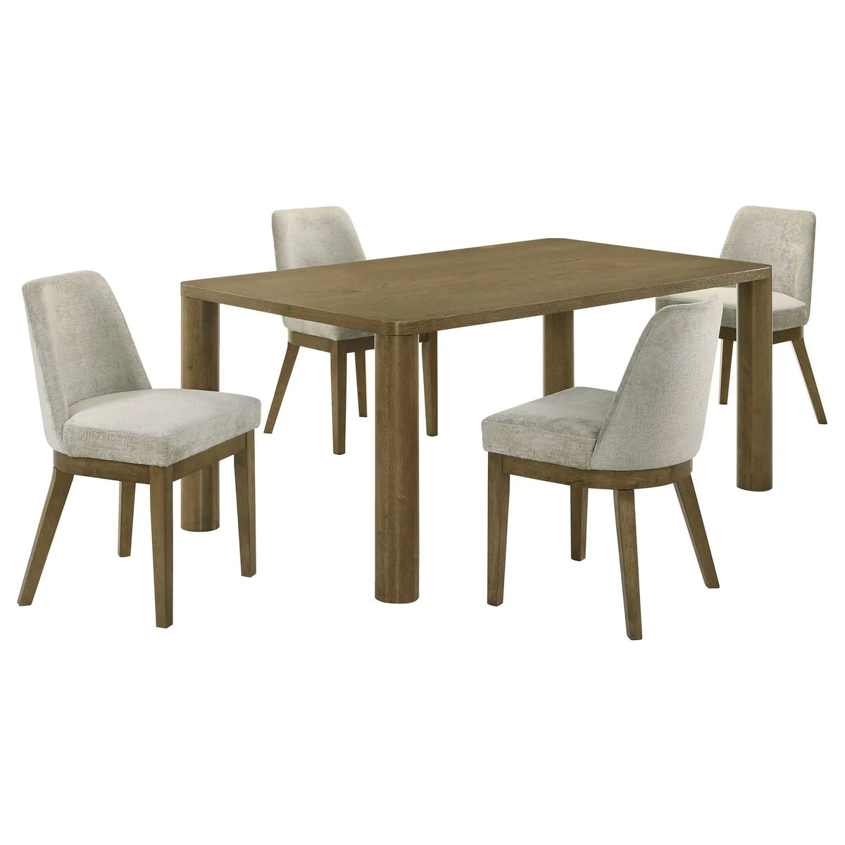 Castlewood 5-piece 71-inch Rectangular Dining Set Brown | 5-Piece Set | Chenille & Wood | Oak